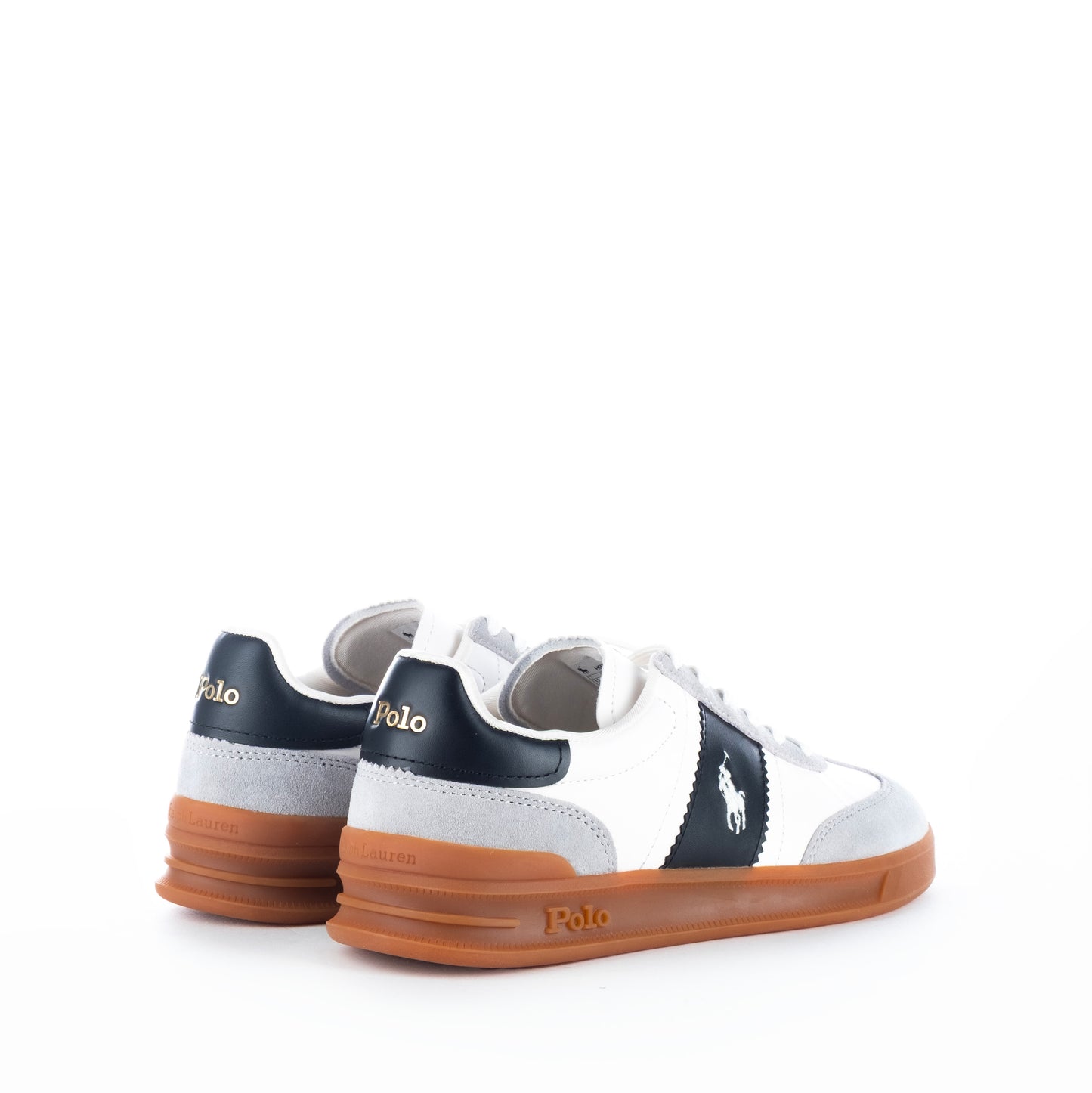 Ténis Polo Homem Ralph Lauren Branco e Azul com Detalhes em Camurça