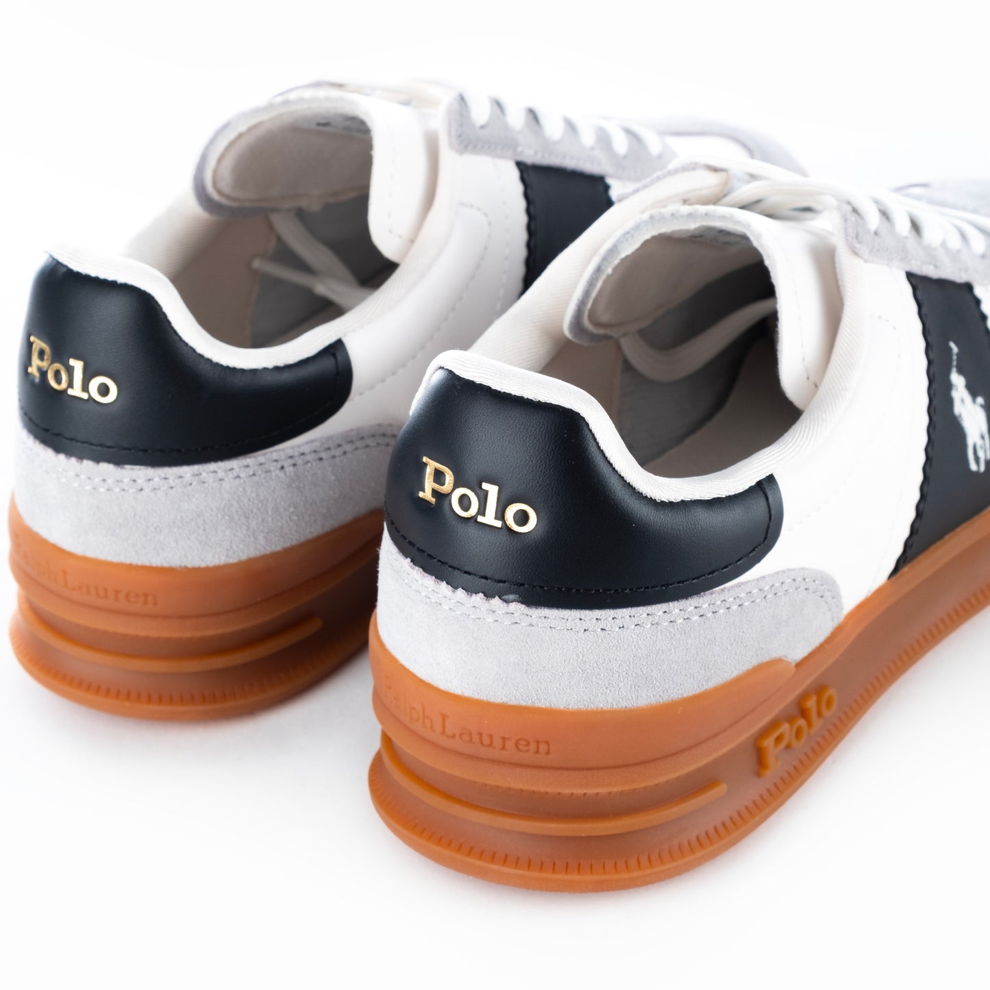 Ténis Polo Homem Ralph Lauren Branco e Azul com Detalhes em Camurça