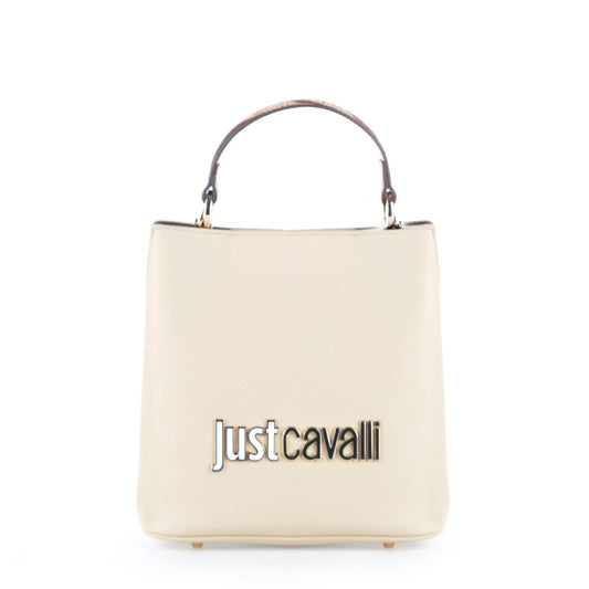 Bolsa Tote Just Cavalli Bege com Logótipo Metálico Dourado