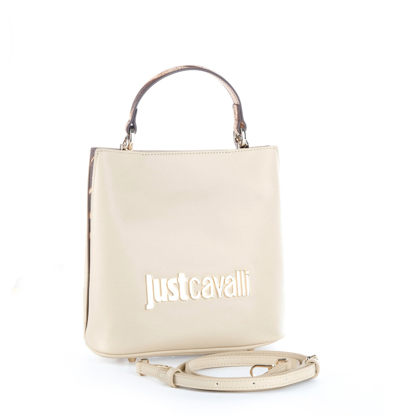 Bolsa Tote Just Cavalli Bege com Logótipo Metálico Dourado