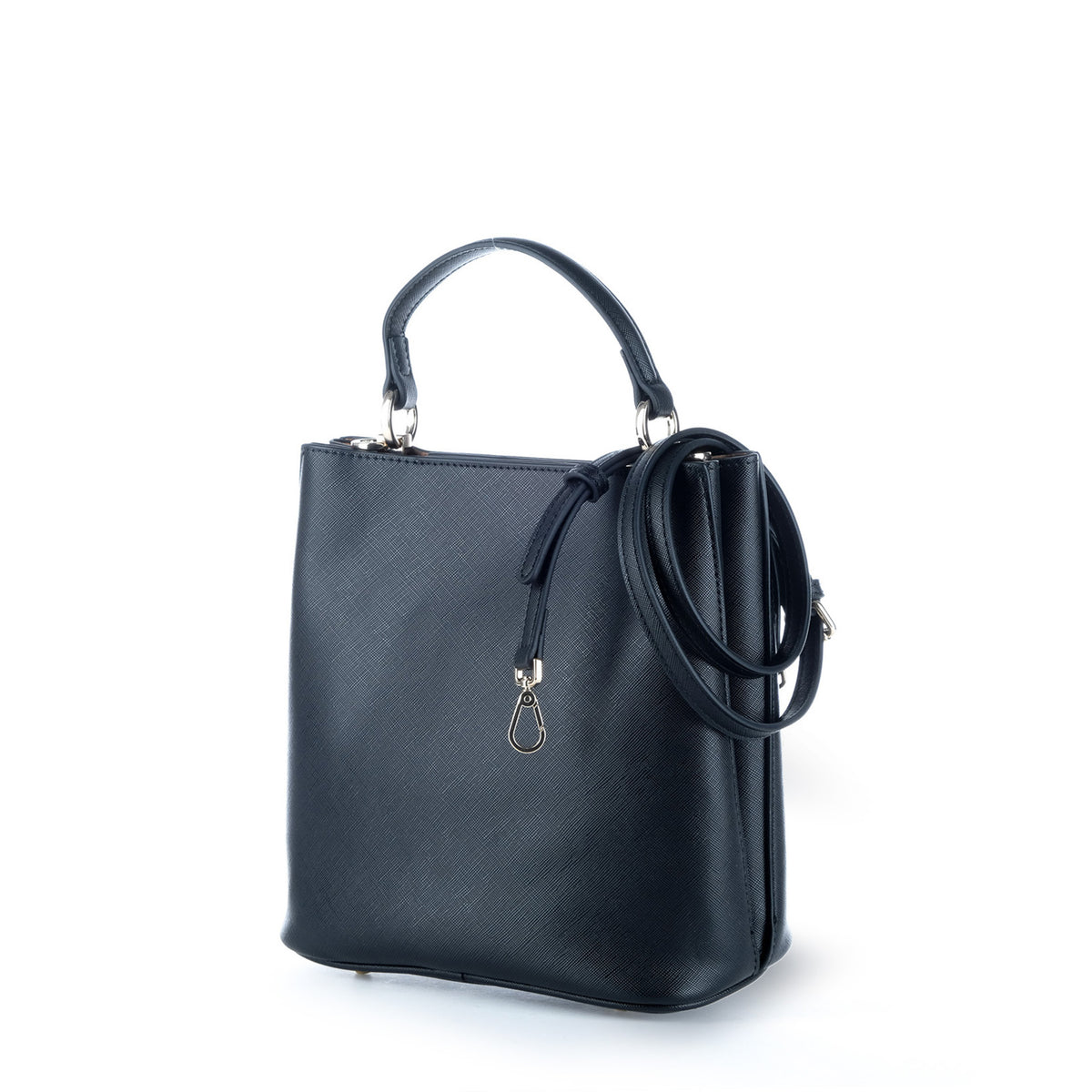 Bolsa Satchel Just Cavalli Preta com Alça Superior e Logótipo Frontal