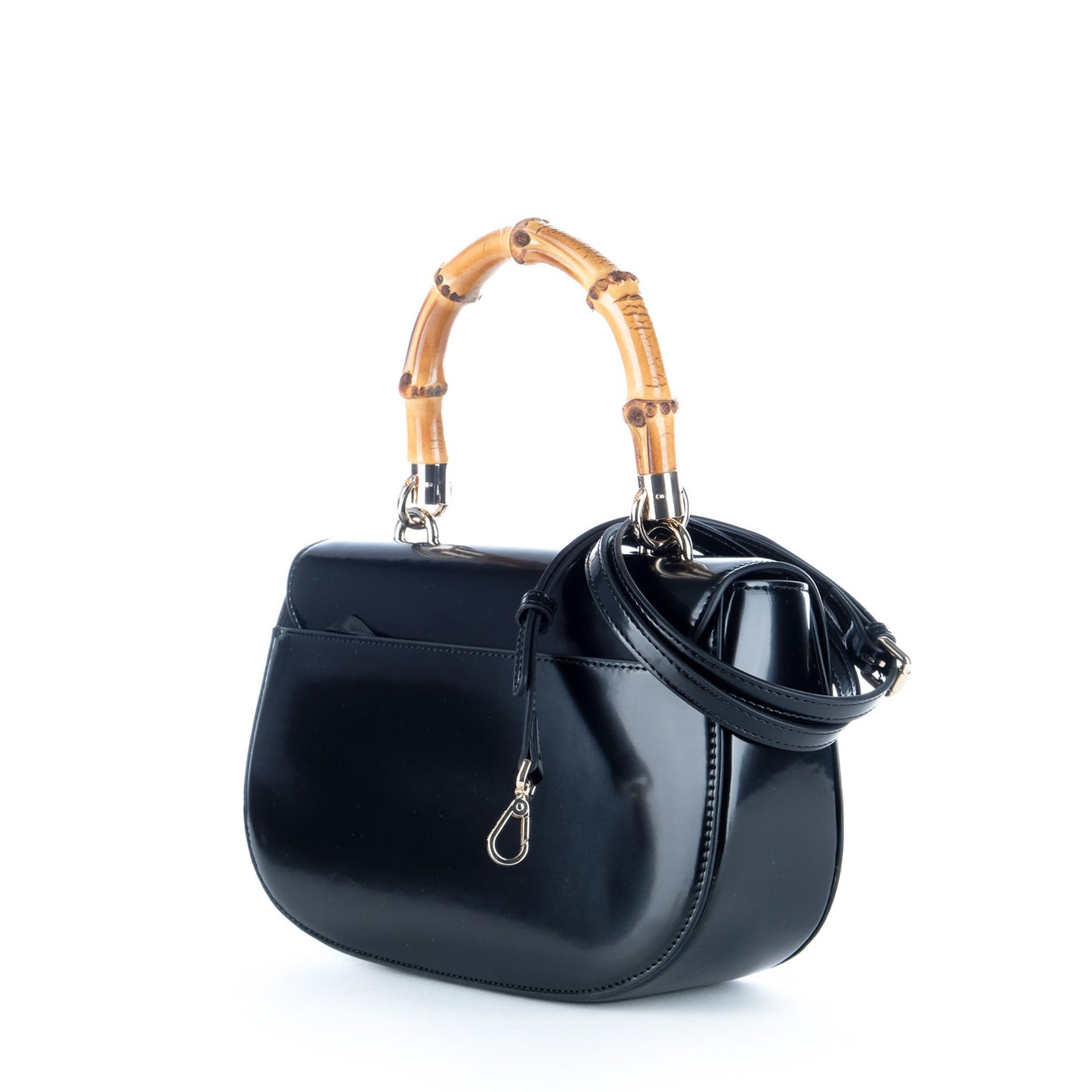 Bolsa Clutch Just Cavalli Azul Escuro com Pega Efeito Bambu e Logótipo Metálico