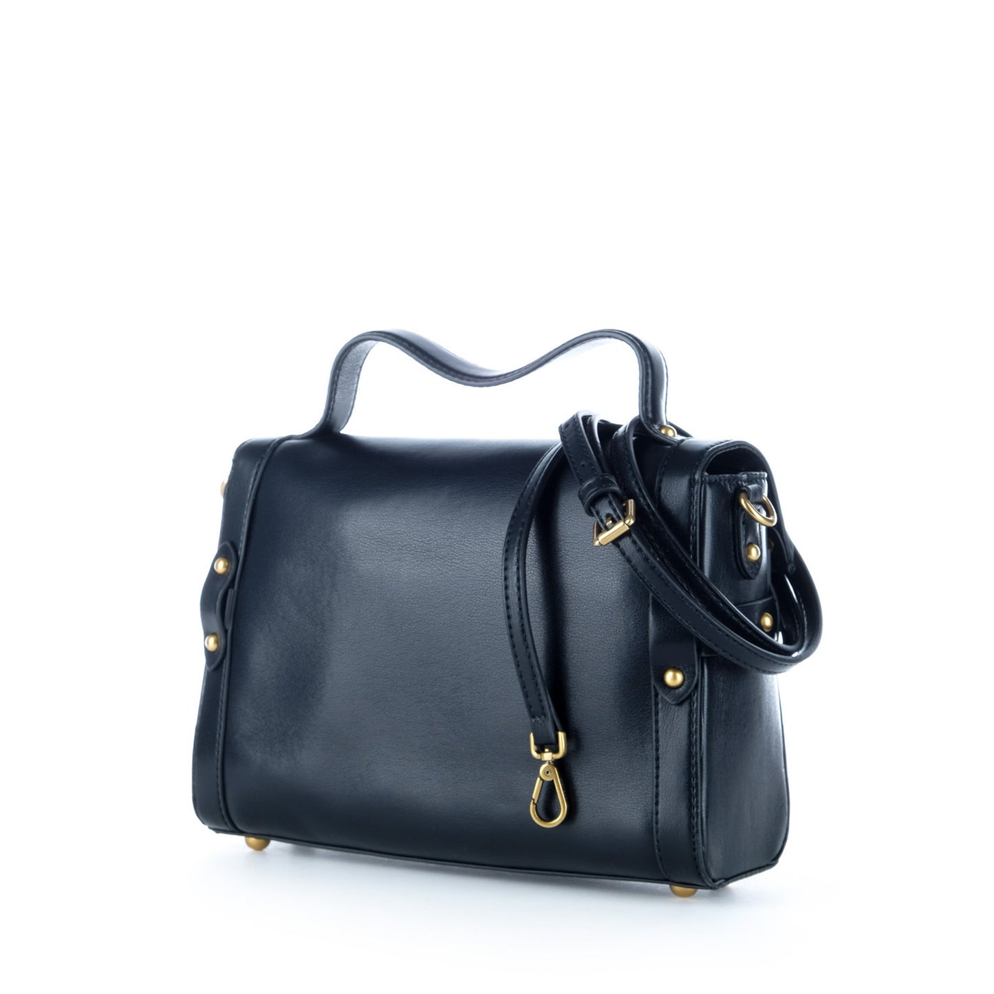 Bolsa Satchel Just Cavalli Preta Entrançada com Detalhes Dourados