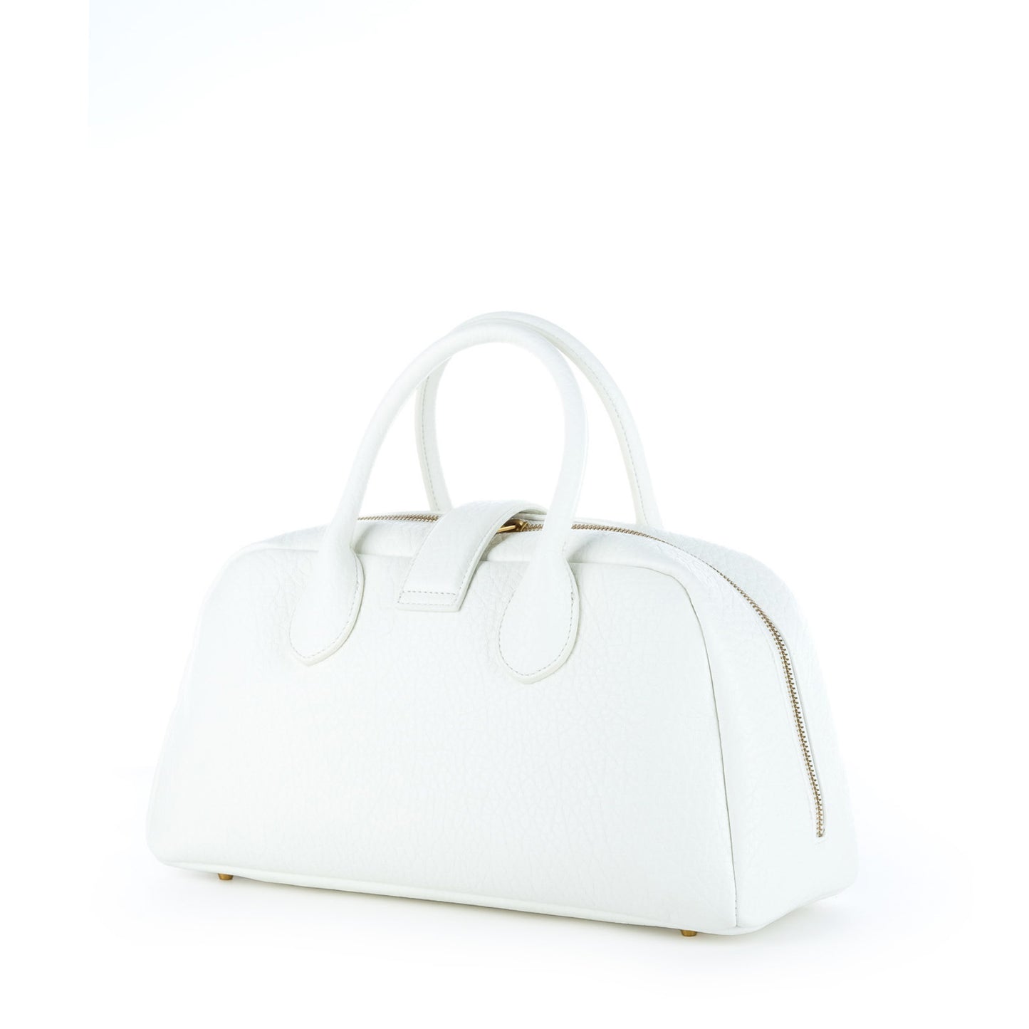 Bolsa Satchel Just Cavalli Branca com Detalhe Dourado de Serpentes