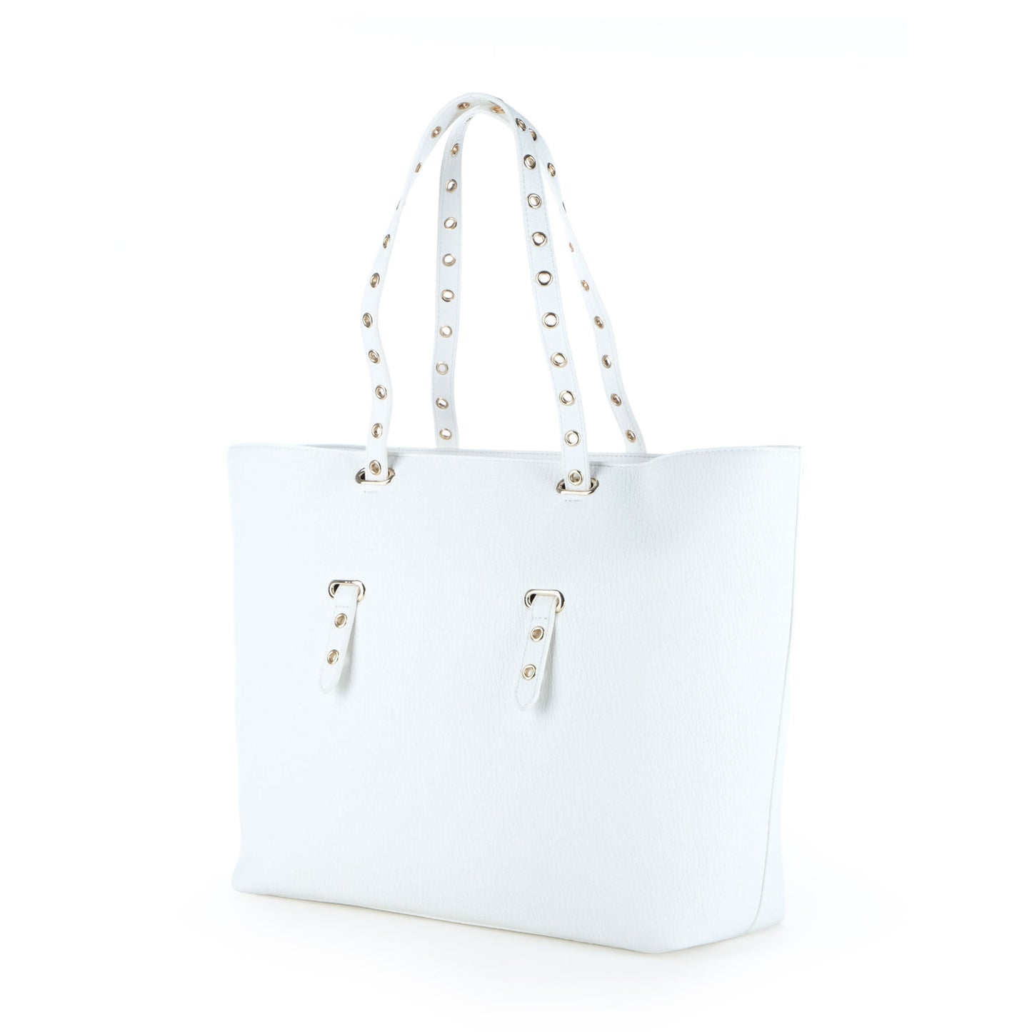 Bolsa Tote Just Cavalli Branca com Ilhós Metálicos e Logótipo Frontal