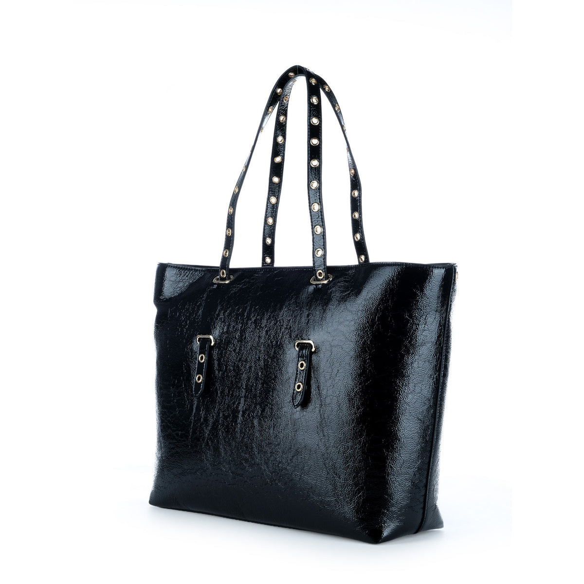 Bolsa Tote Just Cavalli Preta com Tachas e Detalhes Metálicos