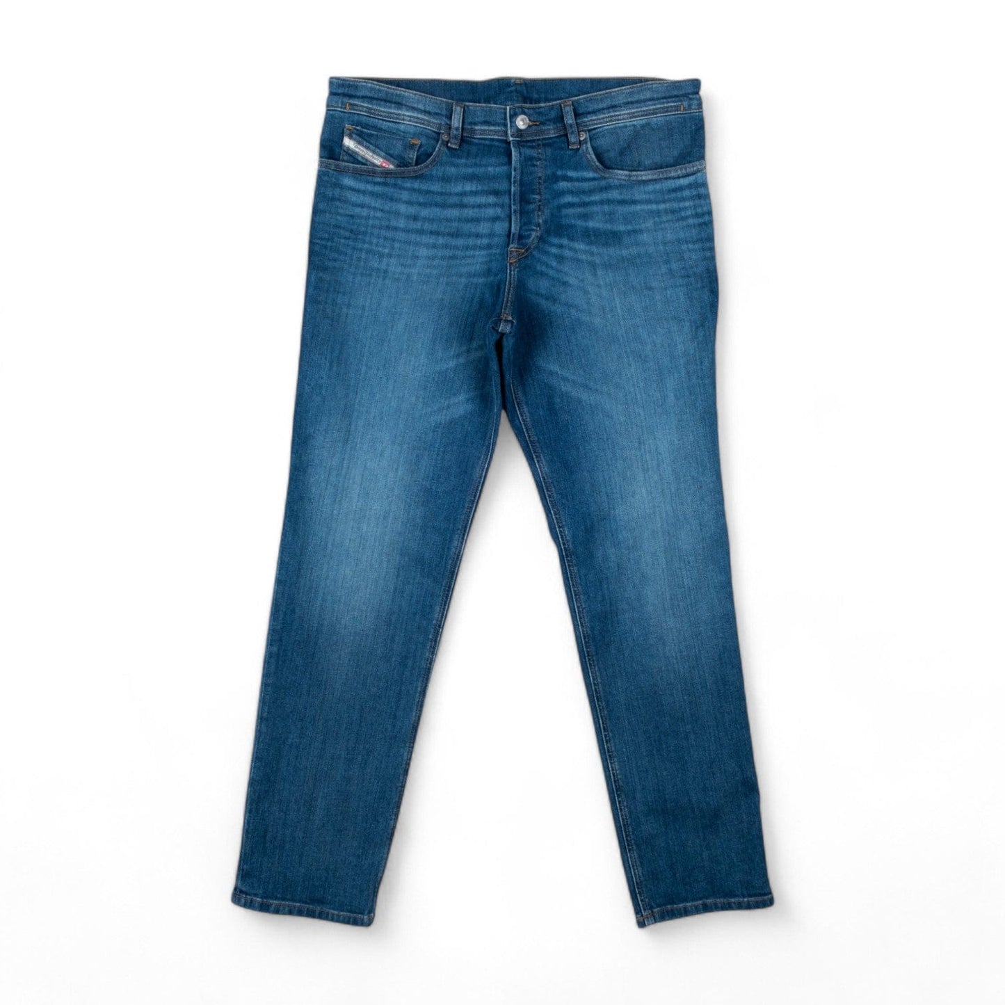 Calças Jeans de Homem Diesel Slim Fit em Denim Azul Médio com Lavagem Suave