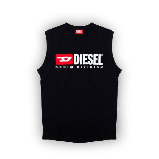 T-Shirt Caveada de Homem Diesel Preta com Logótipo Frontal DENIM DIVISION