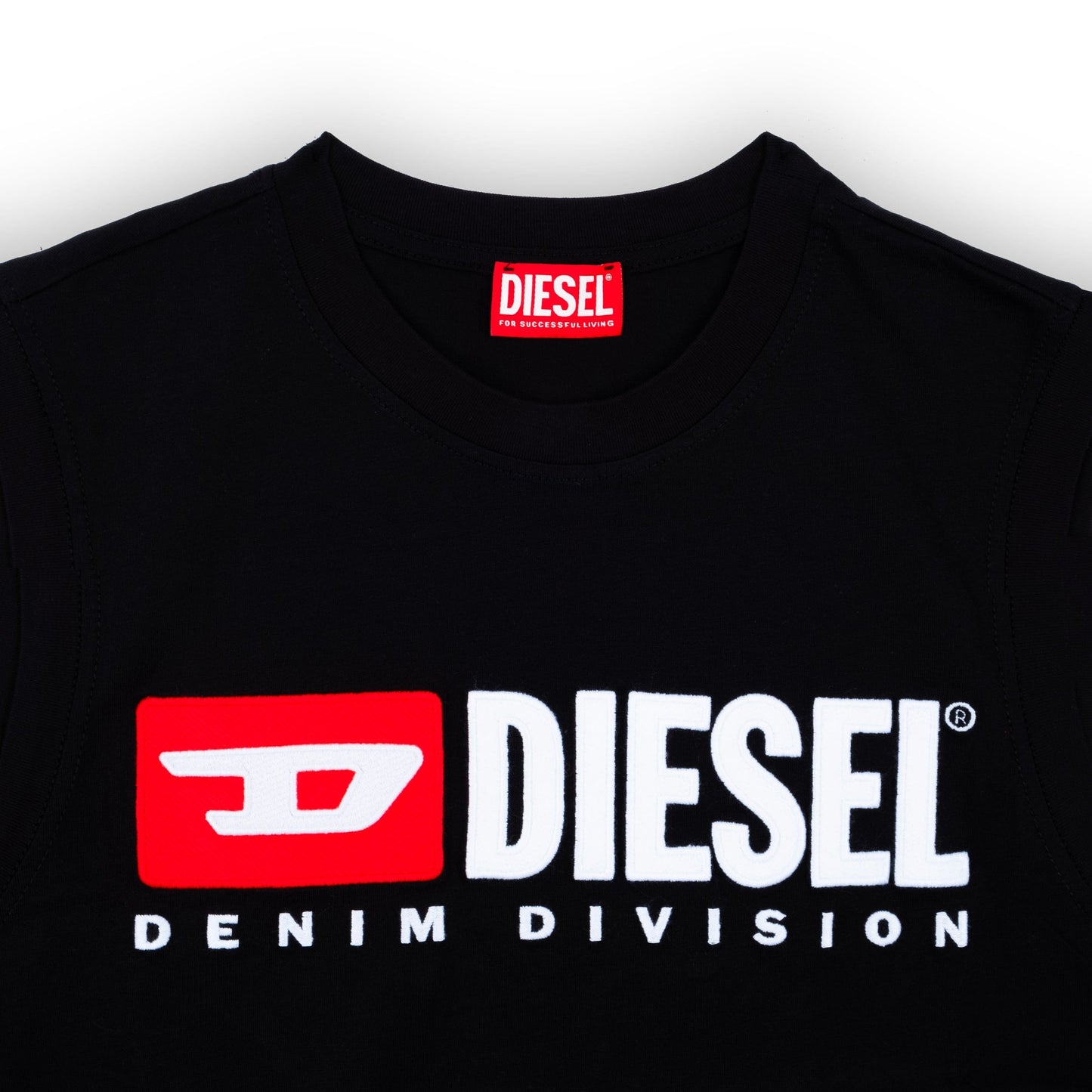 T-Shirt Caveada de Homem Diesel Preta com Logótipo Frontal DENIM DIVISION