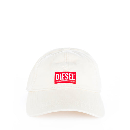 Boné Diesel Branco com Logótipo Bordado em Vermelho