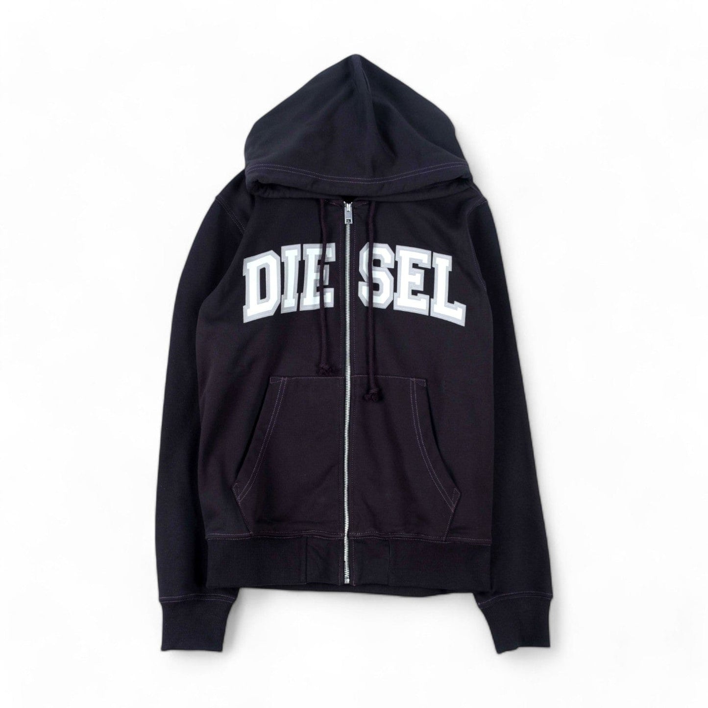 Casaco Homem Hoodie Diesel Preto com Capuz e Estampado 78ERS nas Costas