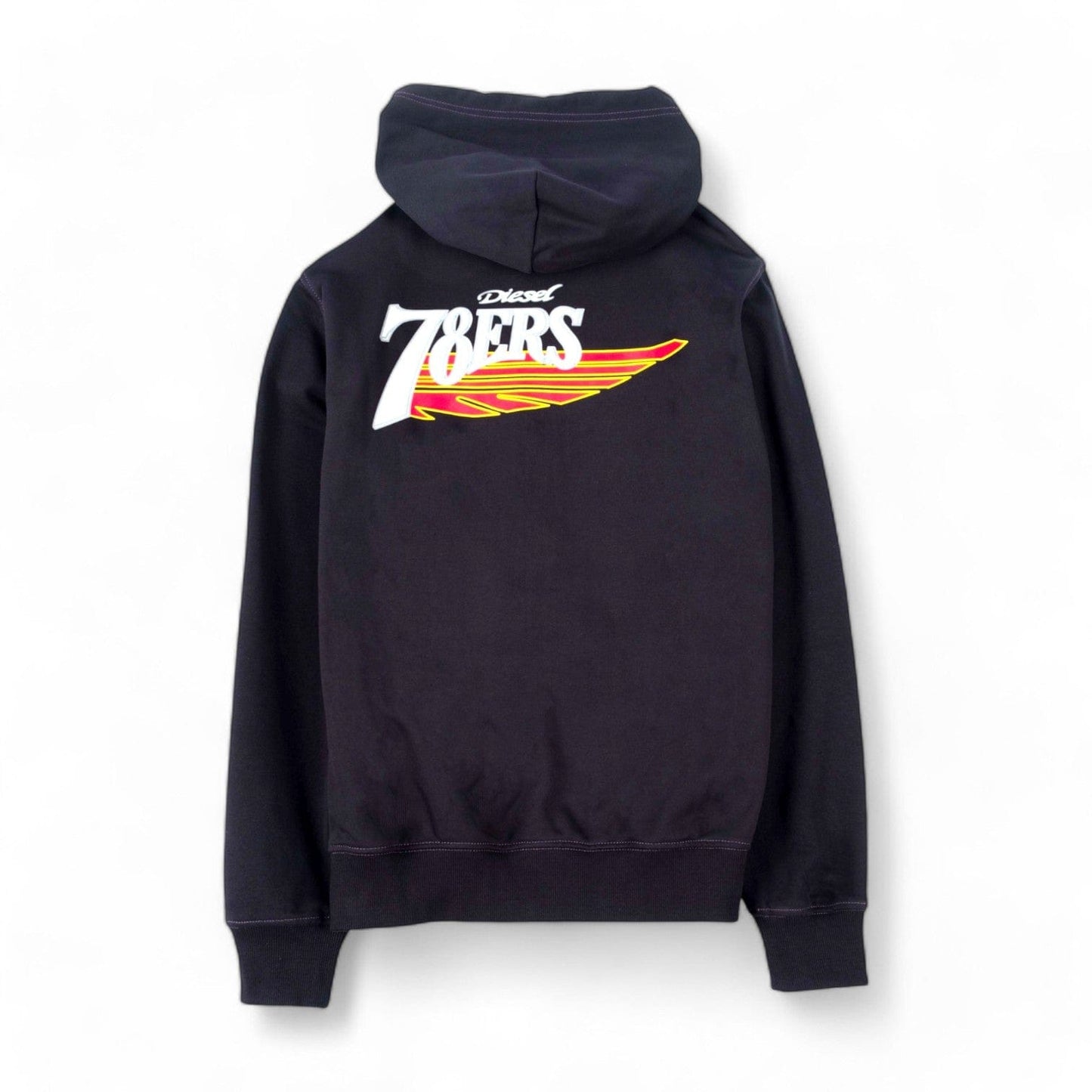 Casaco Homem Hoodie Diesel Preto com Capuz e Estampado 78ERS nas Costas