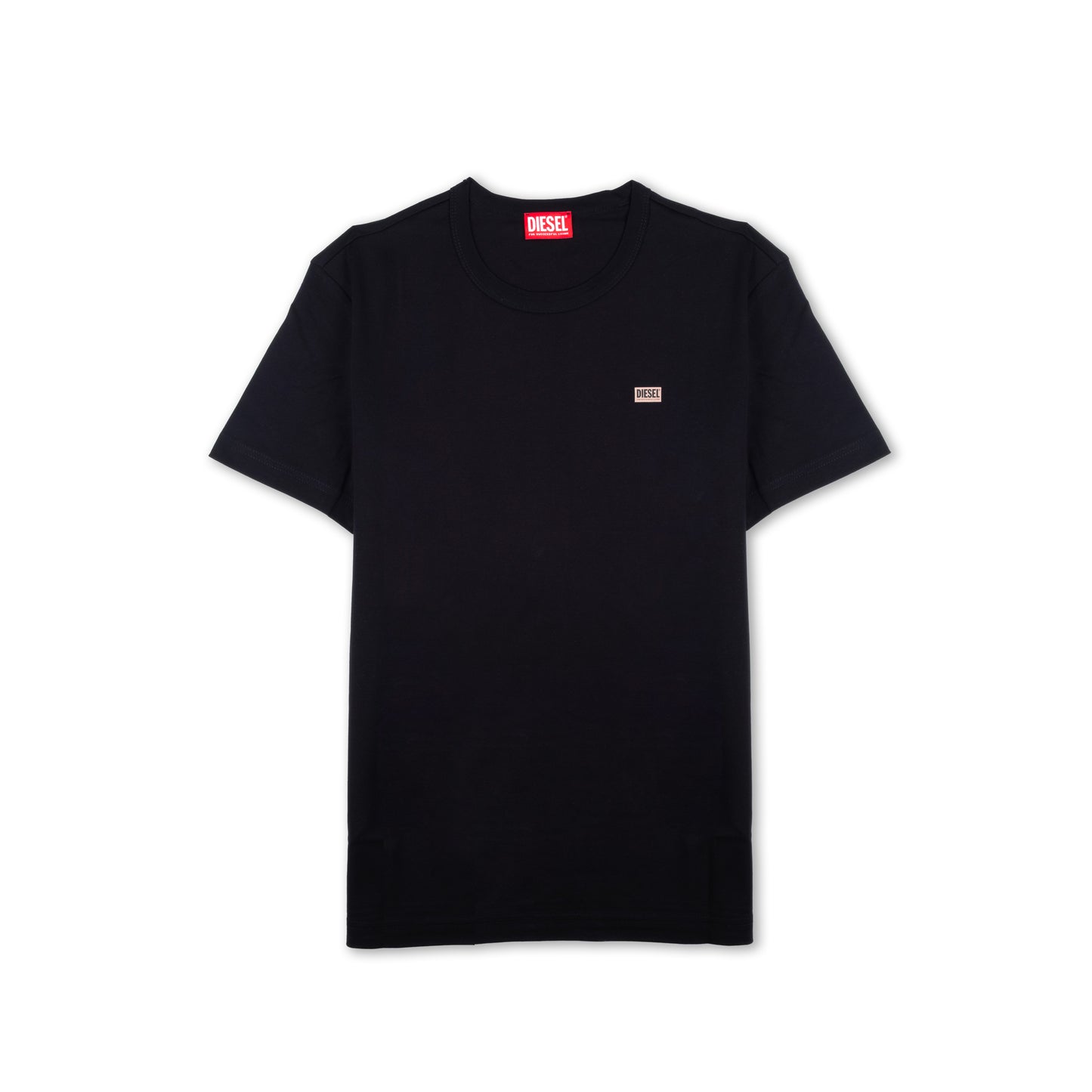 T-Shirt Homem Diesel Preta Minimalista com Logo Discreto no Peito