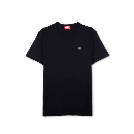 T-Shirt Homem Diesel Preta Minimalista com Logo Discreto no Peito