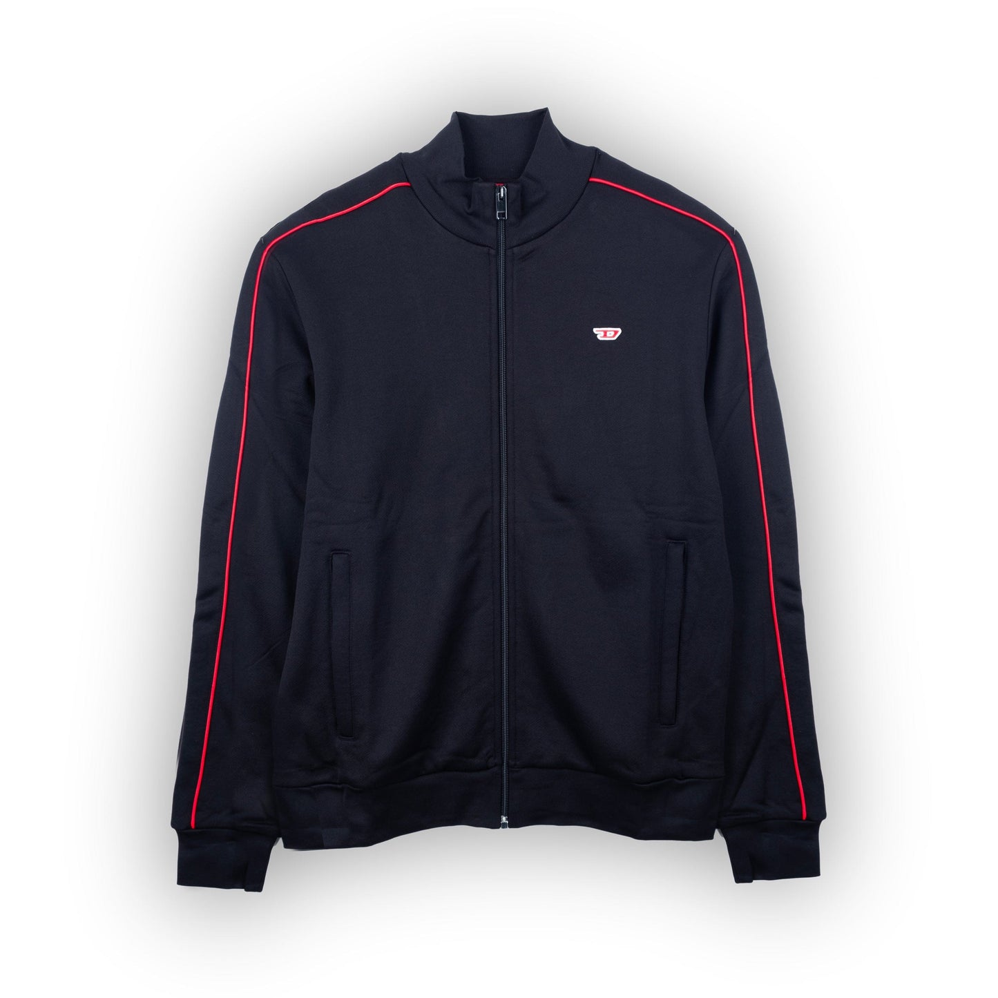 Casaco Trainer de Homem Diesel Preto com Riscas Vermelhas nos Ombros