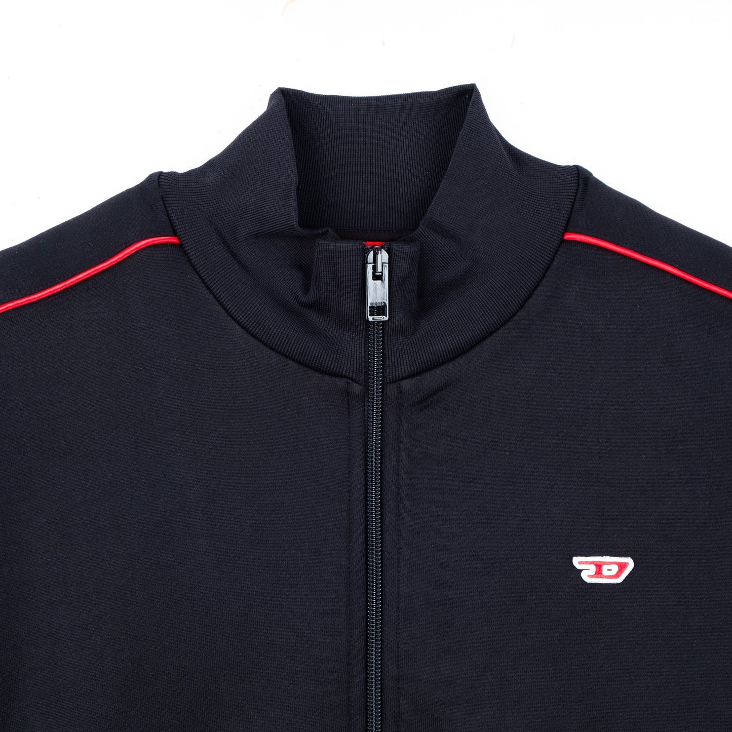 Casaco Trainer de Homem Diesel Preto com Riscas Vermelhas nos Ombros