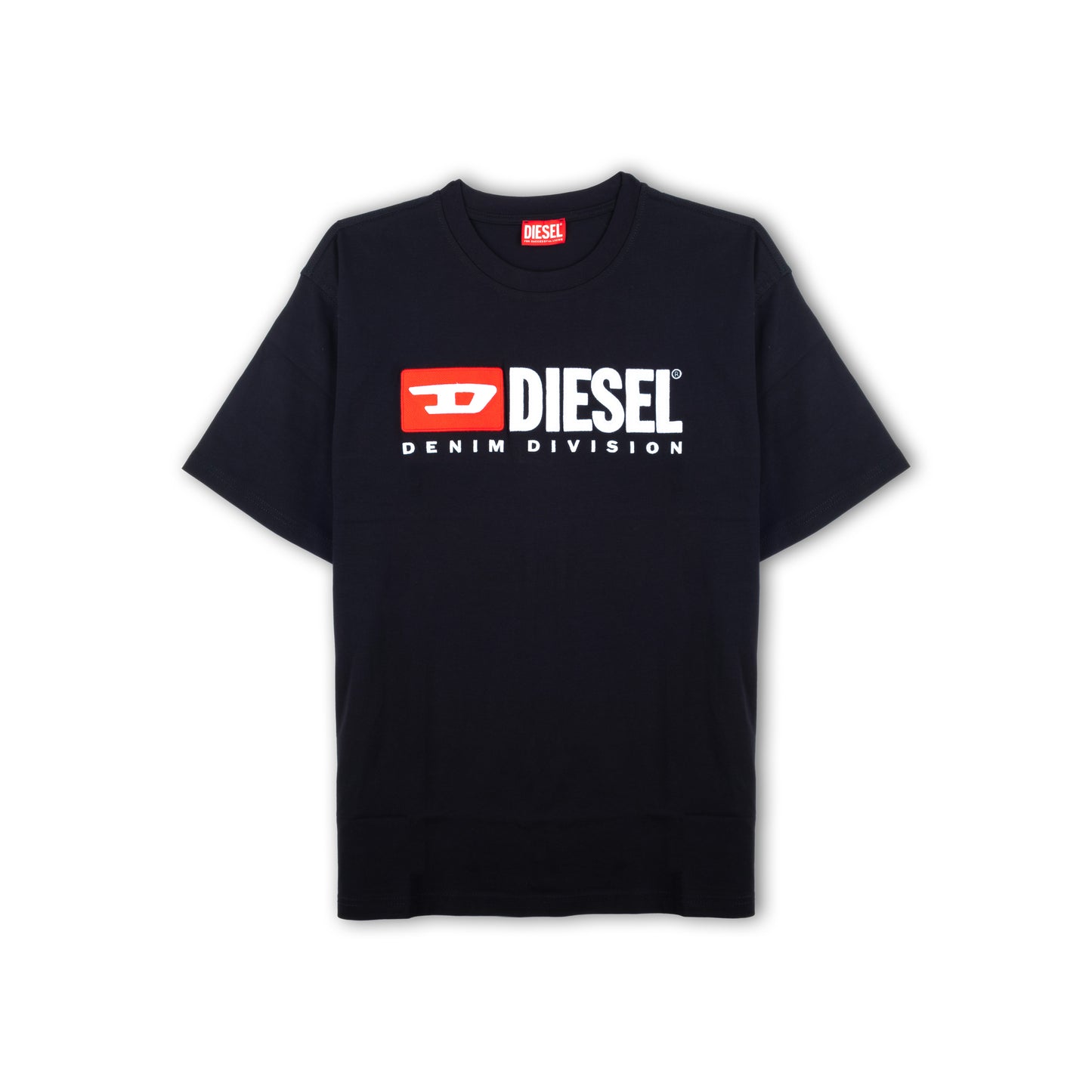 T-Shirt Homem Diesel Preta com Logo Frontal Contrastante