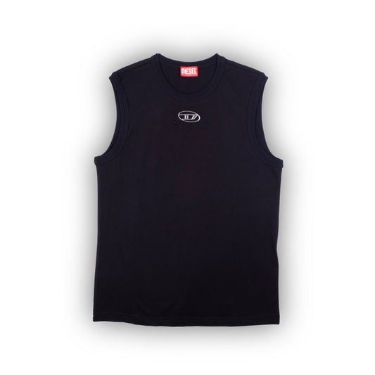 T-Shirt Caveada de Homem Diesel Preta com Logótipo Minimalista ao Centro