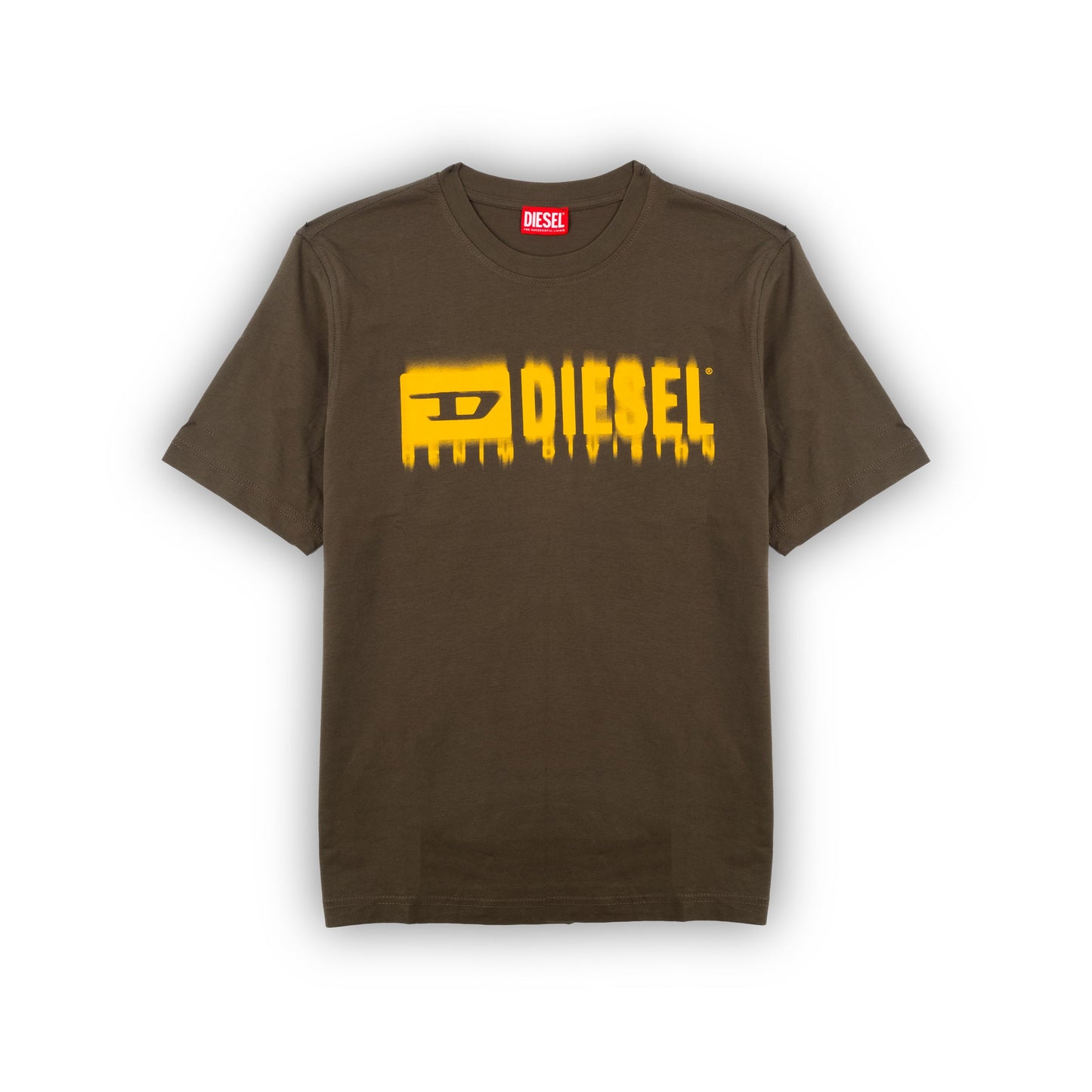 T-Shirt de Homem Diesel Castanha com Logótipo Gráfico Amarelo