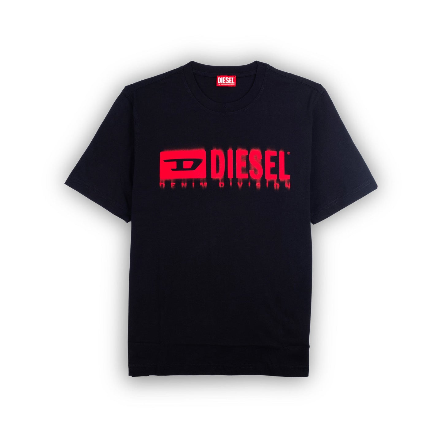 T-Shirt de Homem Diesel Preta com Logótipo Gráfico Vermelho Estilizado
