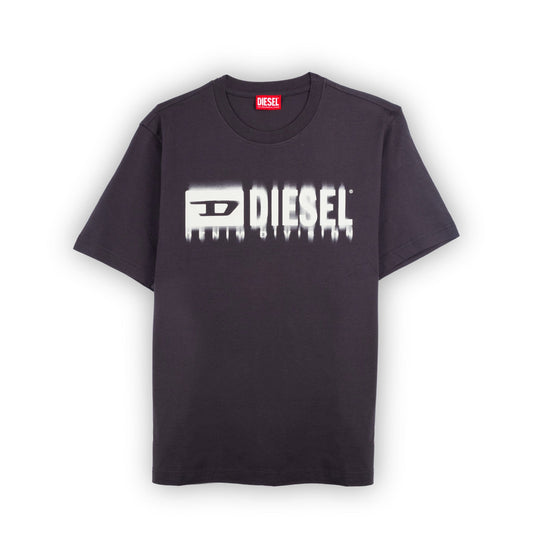 T-Shirt de Homem Diesel Preta com Logótipo Gráfico Branco Estilizado