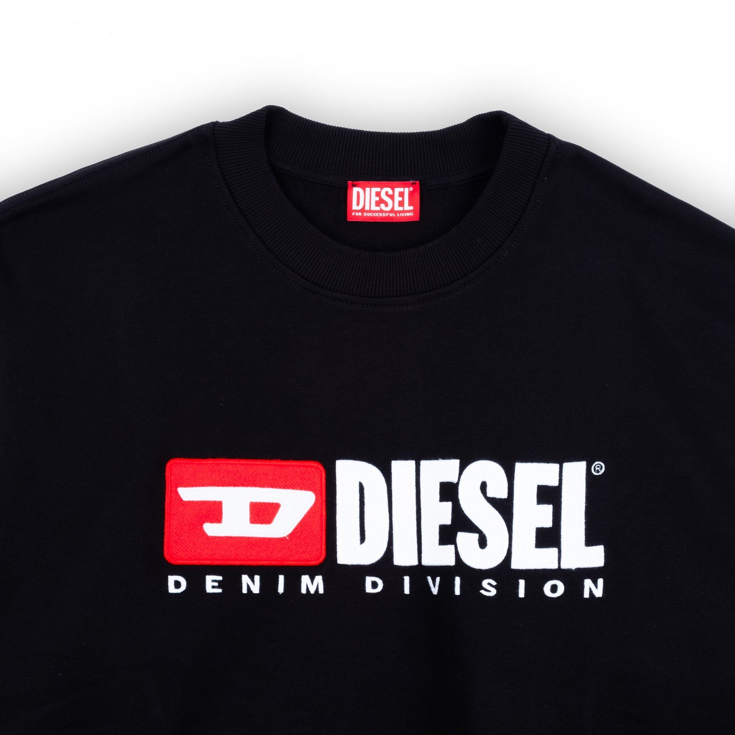 Camisola Sweater de Homem Diesel Preta com Logótipo Frontal DENIM DIVISION