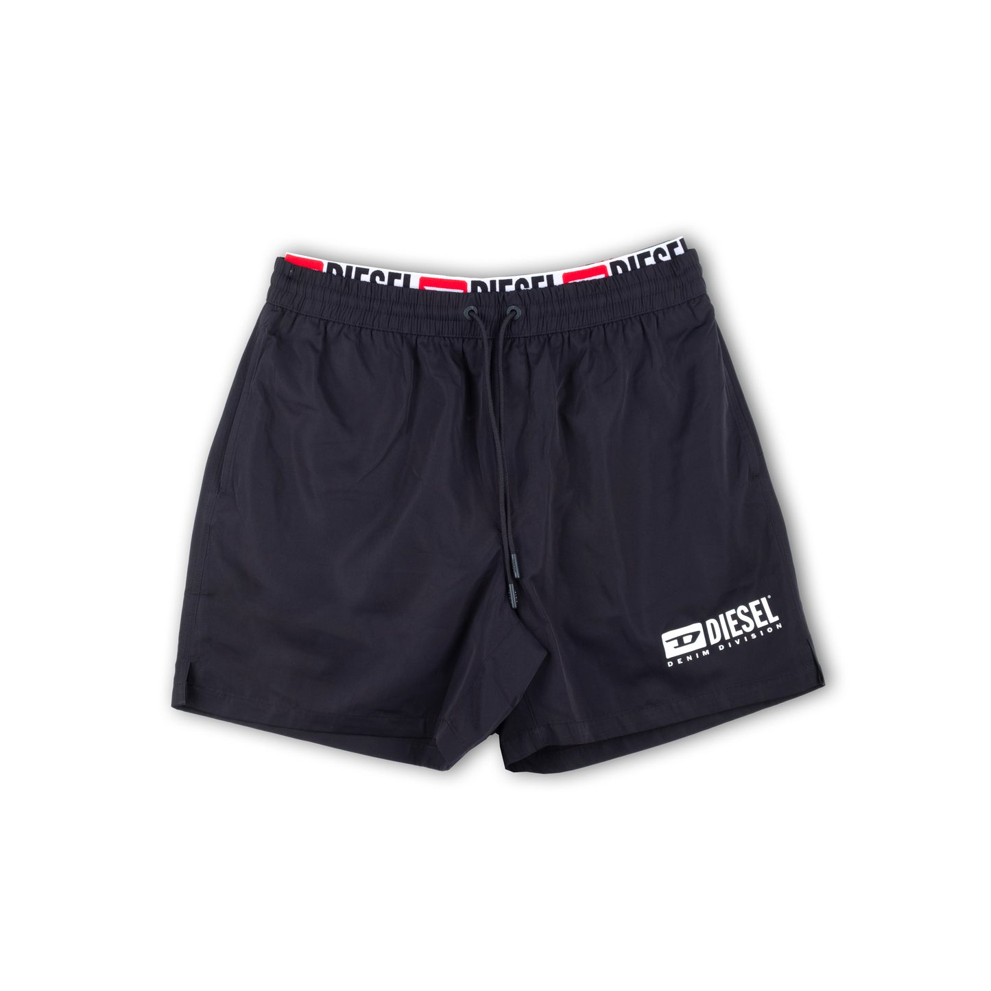 Calções de Banho Homem Diesel Pretos com Logo Lateral e Cintura Elástica