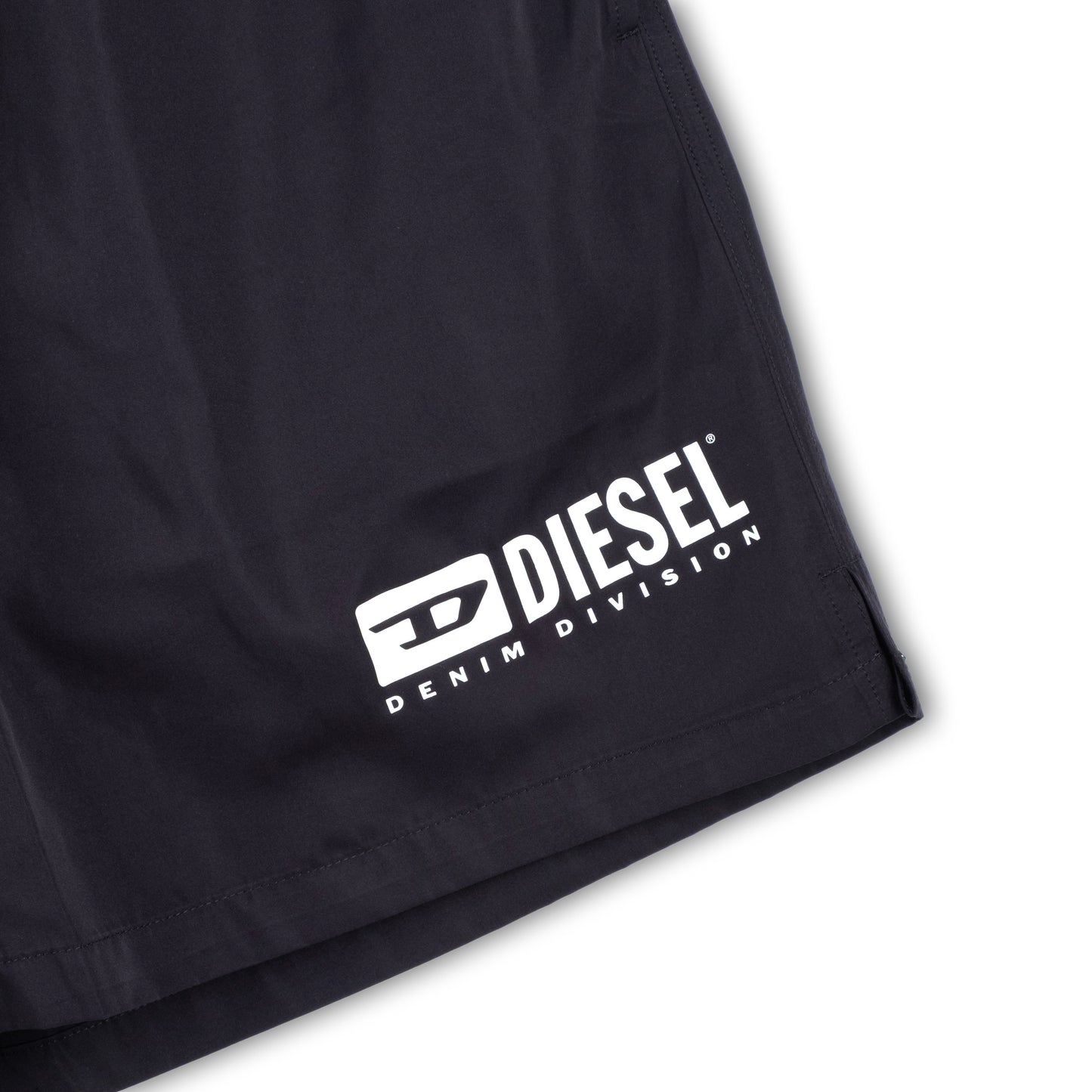 Calções de Banho Homem Diesel Pretos com Logo Lateral e Cintura Elástica