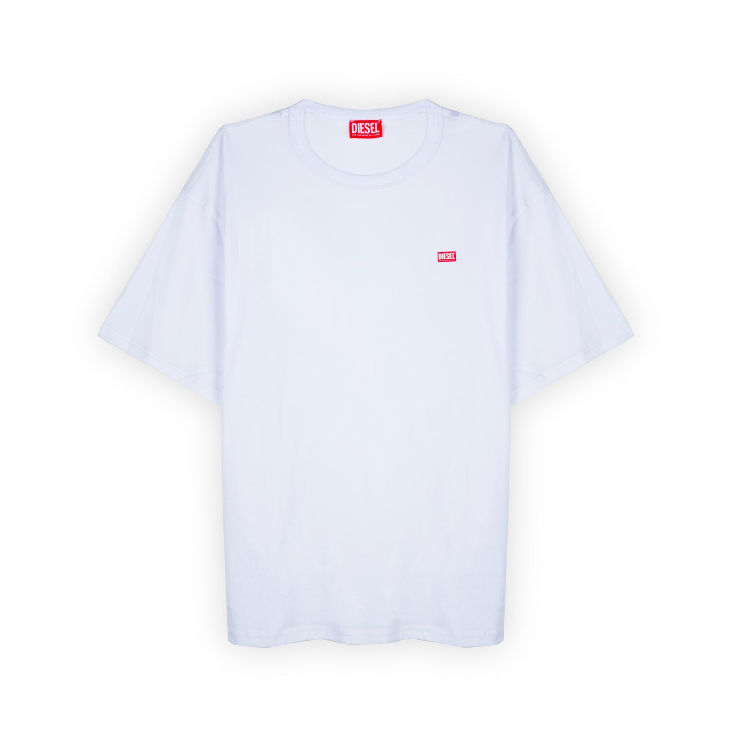 T-Shirt Homem Diesel Branca Minimalista com Logo Discreto no Peito