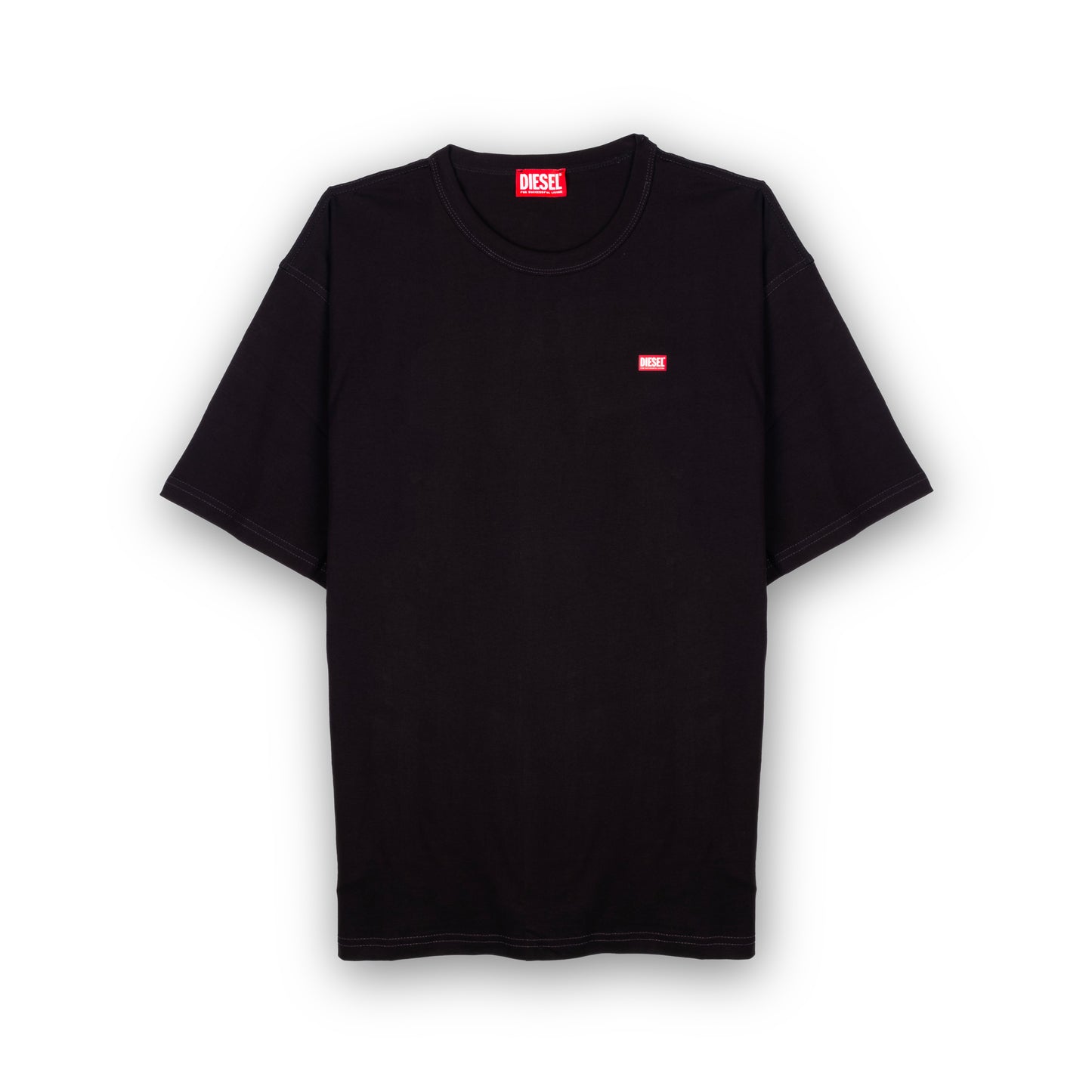 T-Shirt Homem Diesel Preta Minimalista com Logo Discreto no Peito