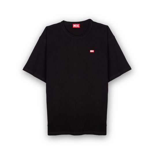 T-Shirt Homem Diesel Preta Minimalista com Logo Discreto no Peito
