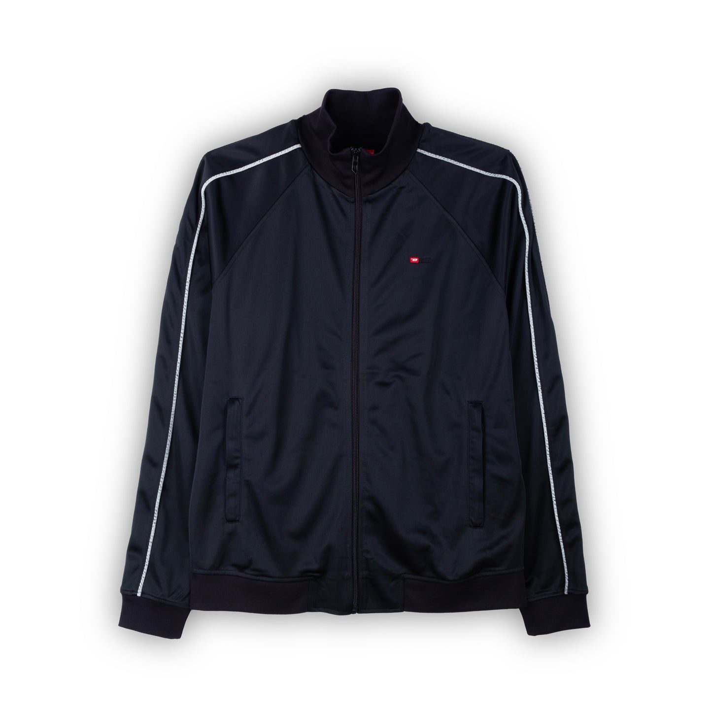 Casaco Homem Diesel Azul Escuro Track Jacket com Fecho Zip e Faixas Laterais