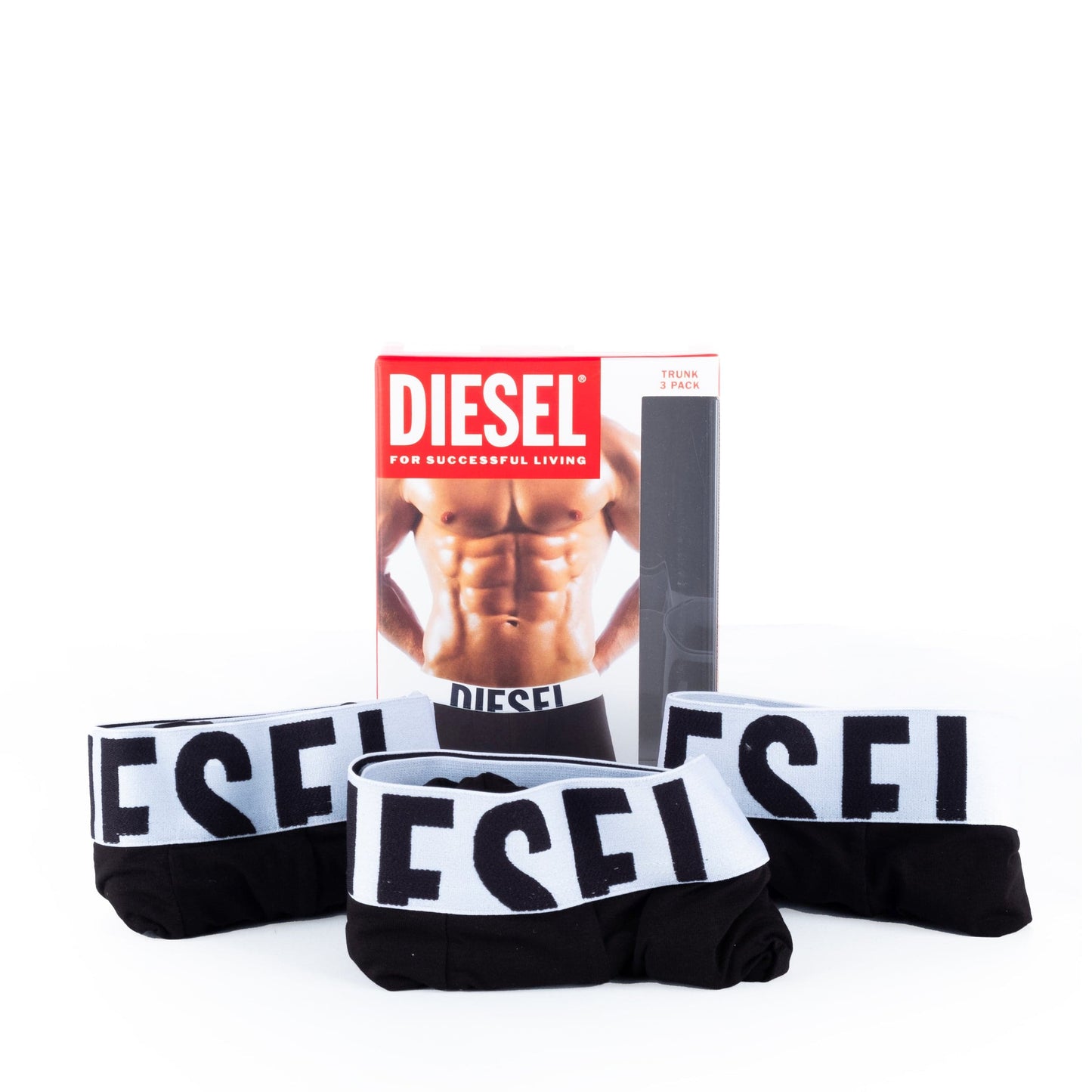 Pack de 3 Boxers de Homem Diesel em Preto com Cintura Elástica com Logótipo