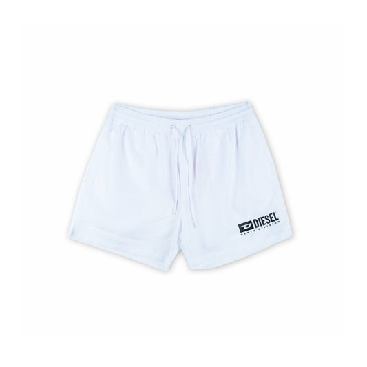 Calções de Banho Homem Diesel Brancos com Logo Lateral e Cintura Elástica