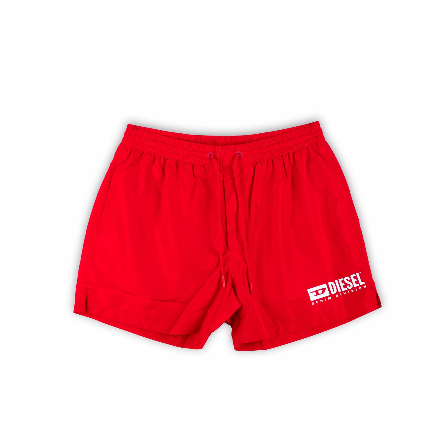Calções de Banho Homem Diesel Vermelhos com Logo Lateral e Cintura Elástica