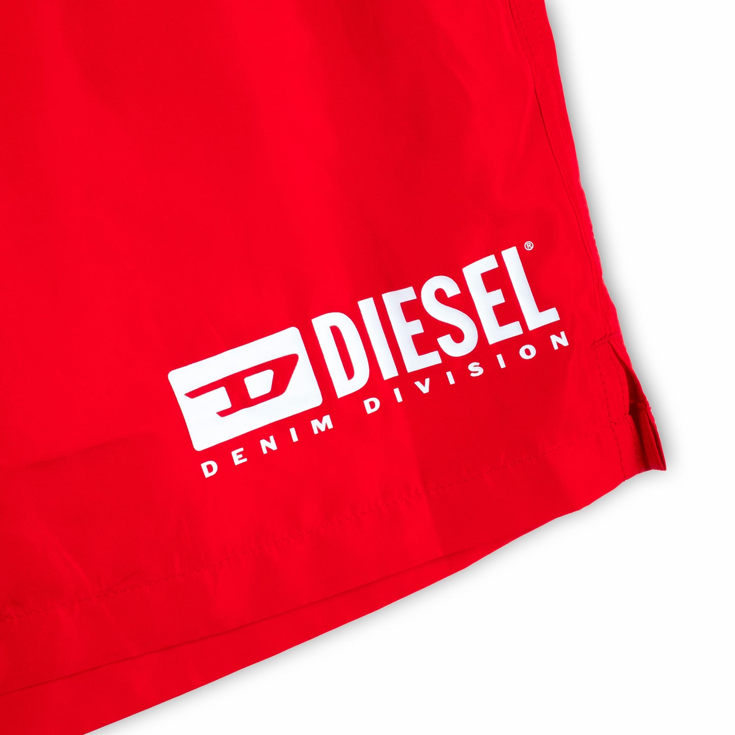 Calções de Banho Homem Diesel Vermelhos com Logo Lateral e Cintura Elástica