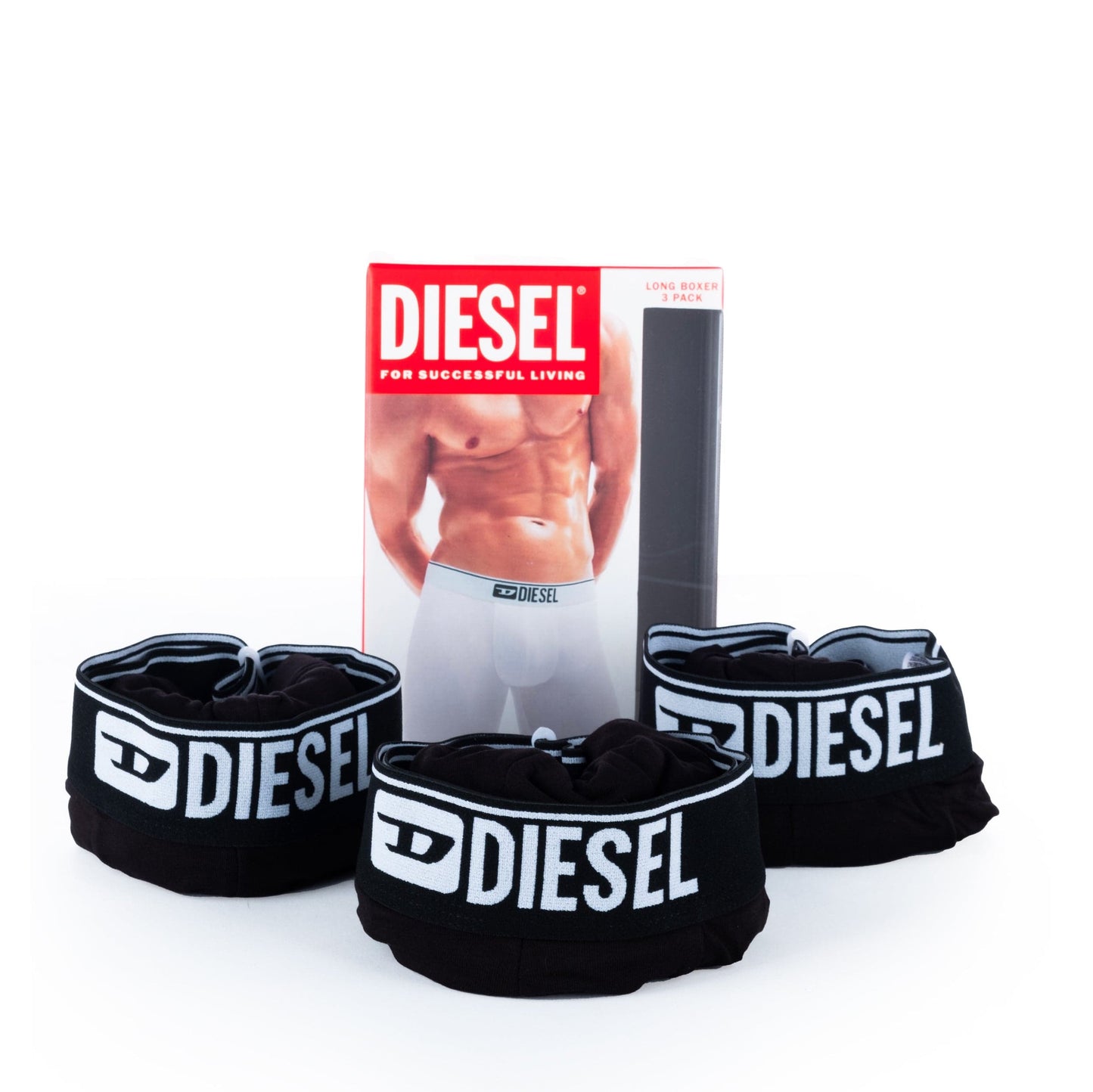 Pack de 3 Boxers Longos de Homem Diesel com Cintura Elástica e Logótipo