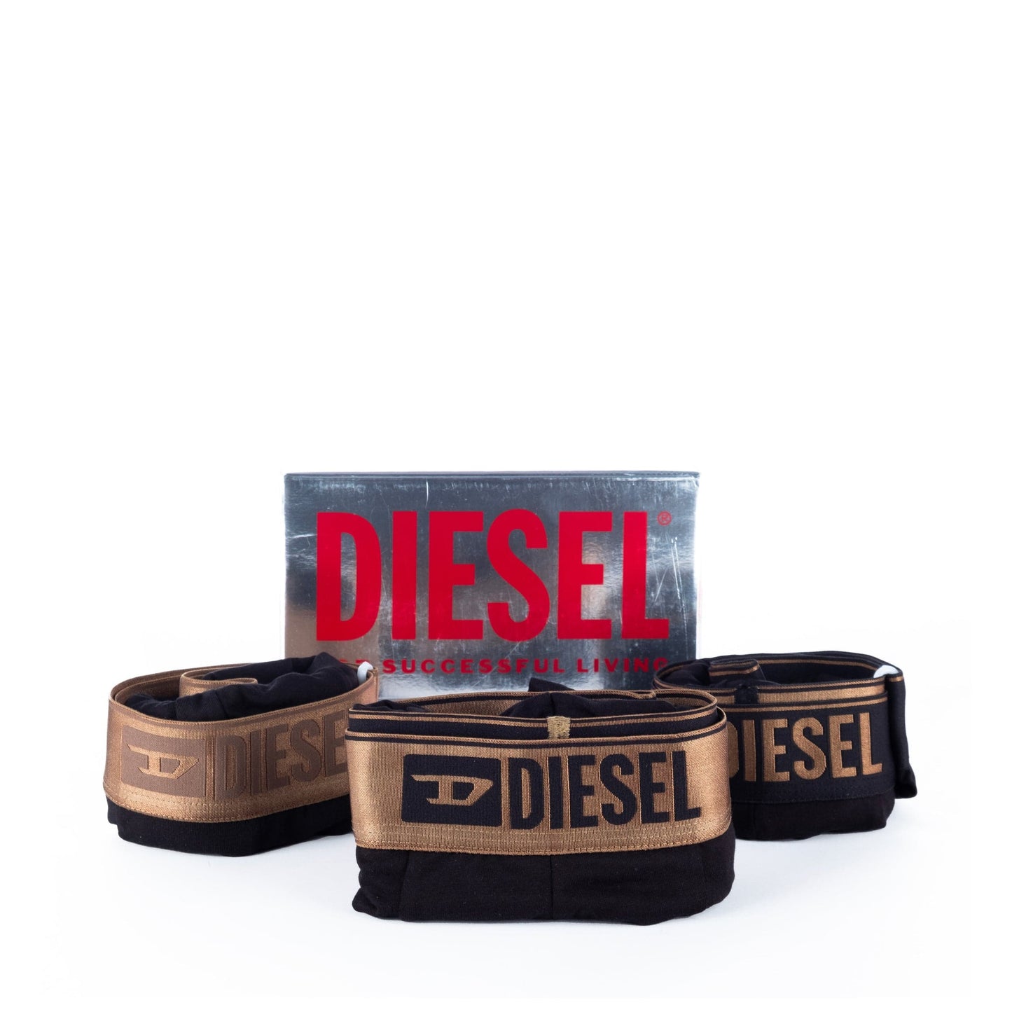 Pack de 3 Boxers de Homem Diesel em Castanho e Preto com Cintura com Logótipo