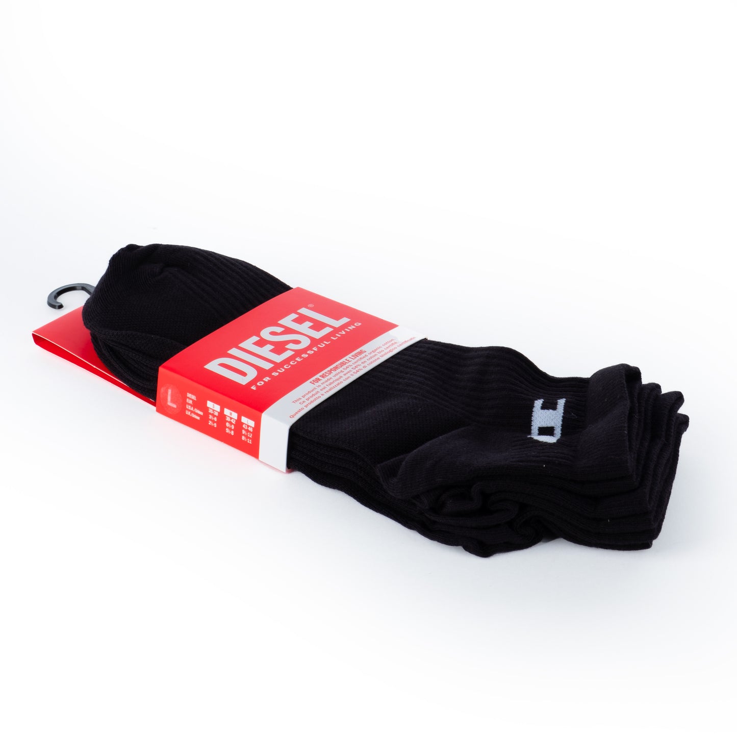 Meias Homem Diesel Pretas com Logo e Pack Essencial