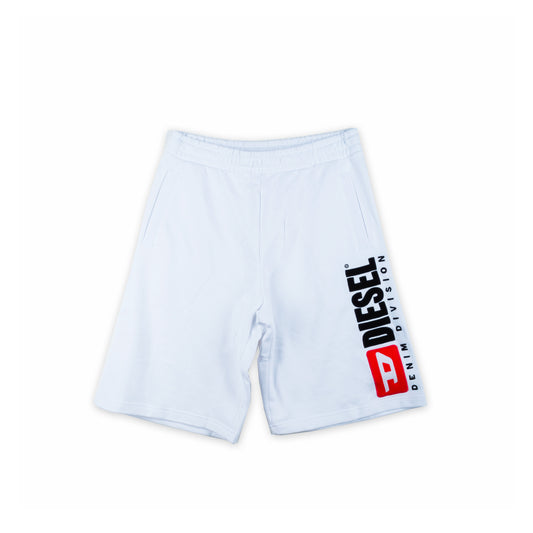 Calções de Treino Homem Diesel Cinza Claro com Logo Vertical e Cintura Elástica