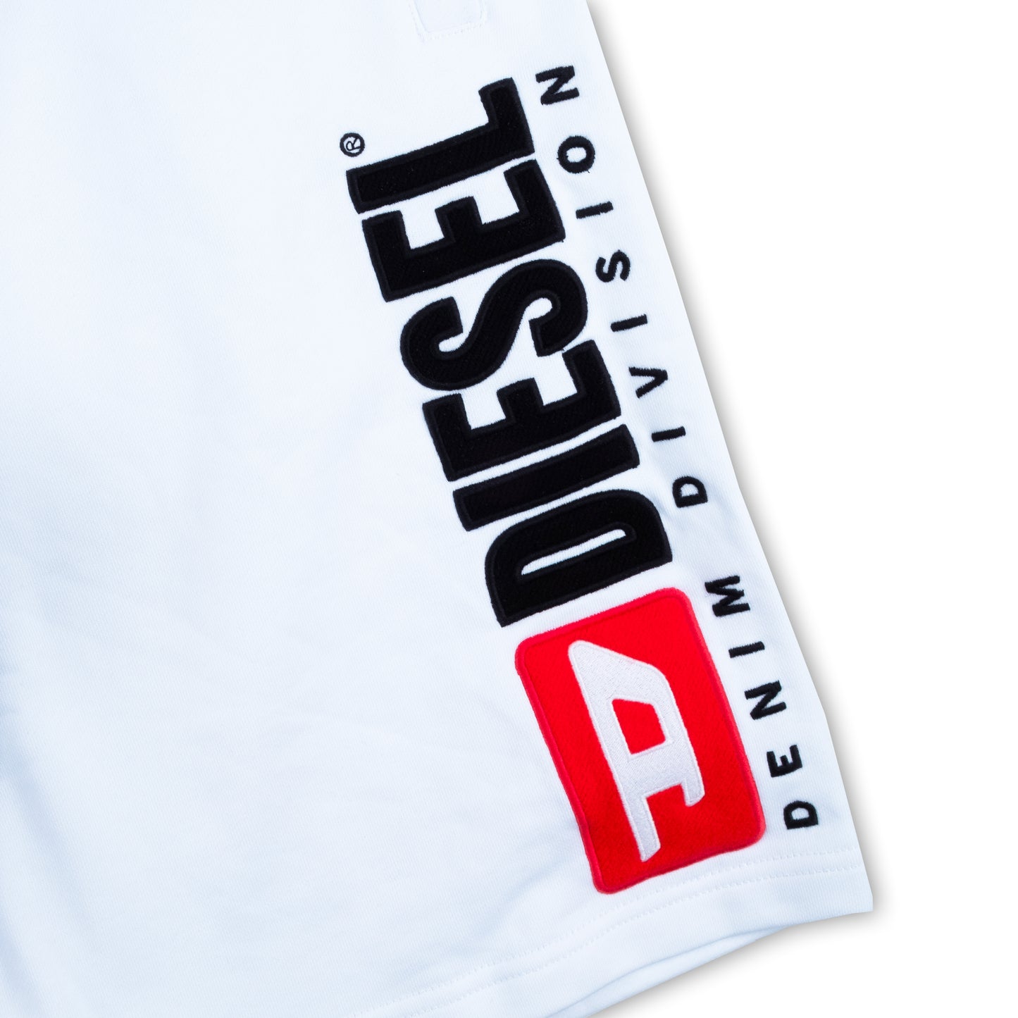 Calções de Treino Homem Diesel Cinza Claro com Logo Vertical e Cintura Elástica
