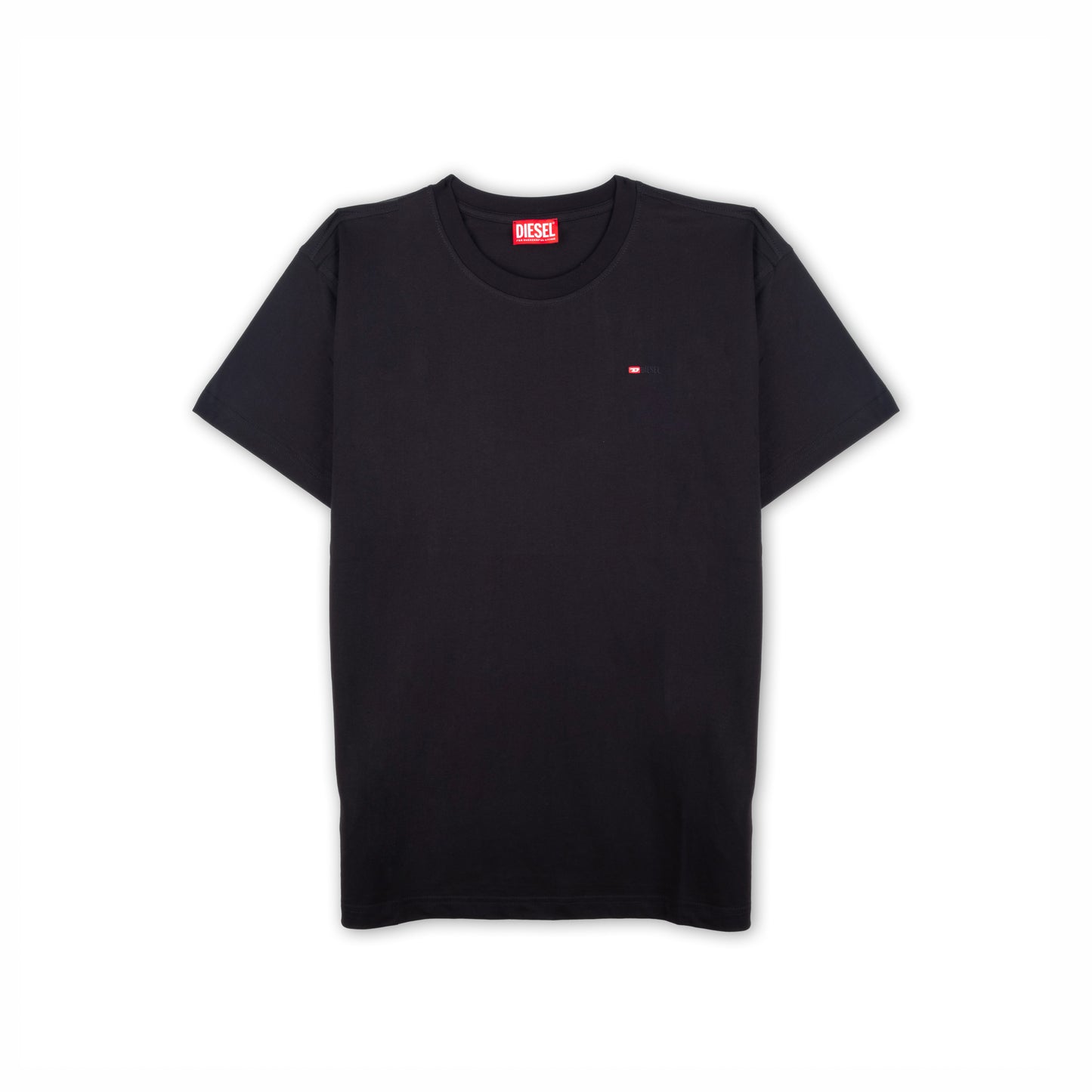T-Shirt Homem Diesel Preta Minimalista com Logo Discreto no Peito