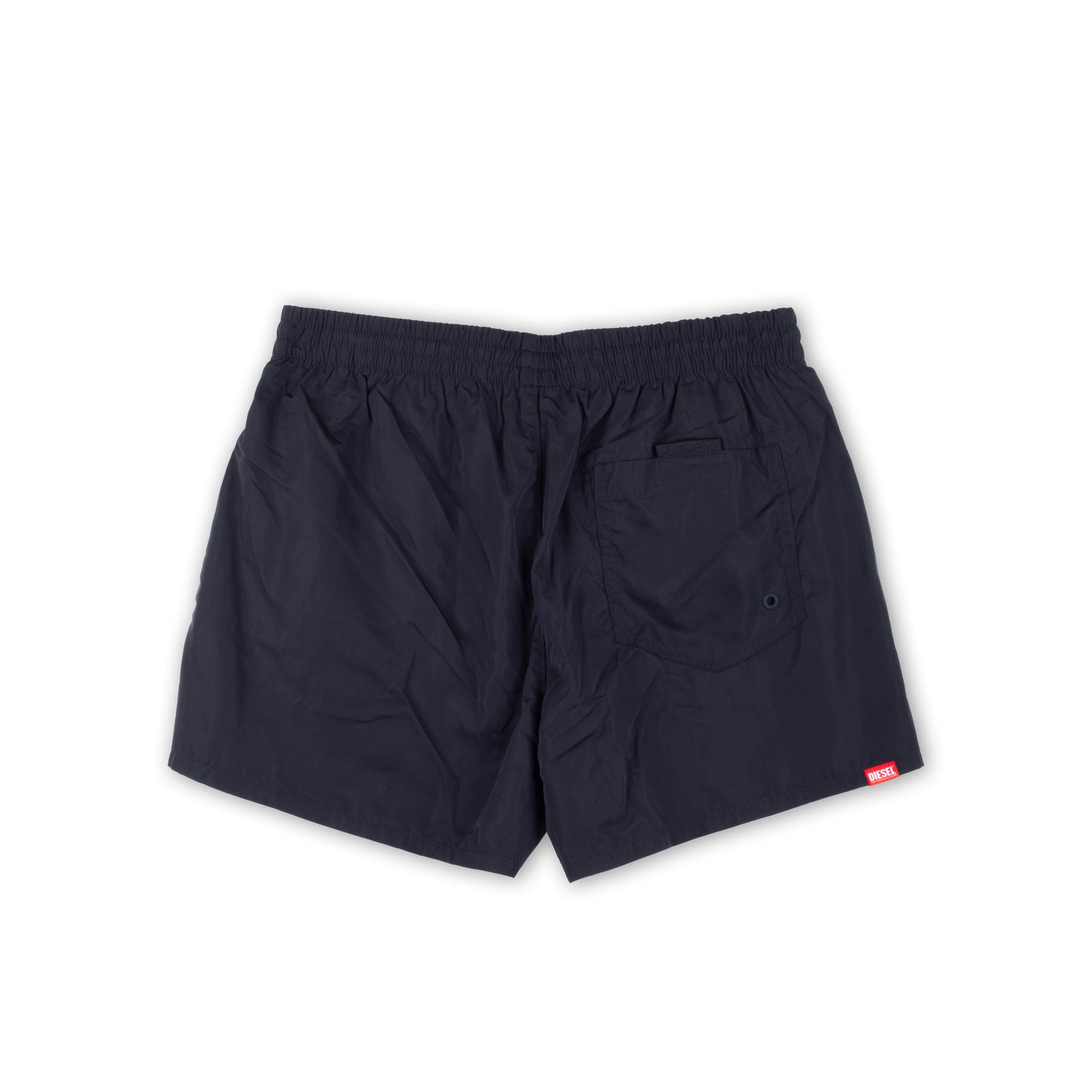 Calções de Banho Homem Diesel Pretos com Logo Lateral e Cordão Vermelho