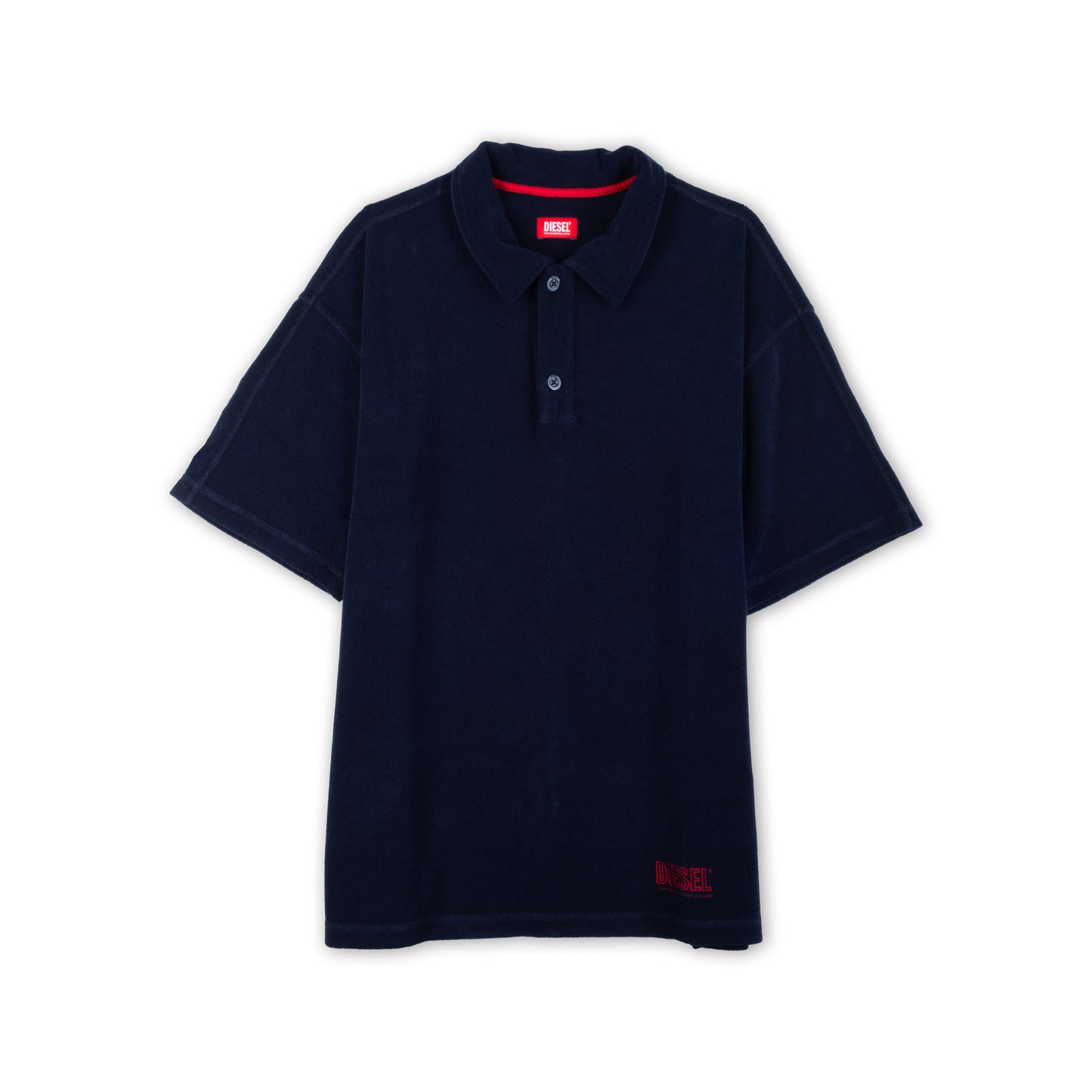Polo Homem Diesel Azul Escuro Manga Curta em Algodão com Logo