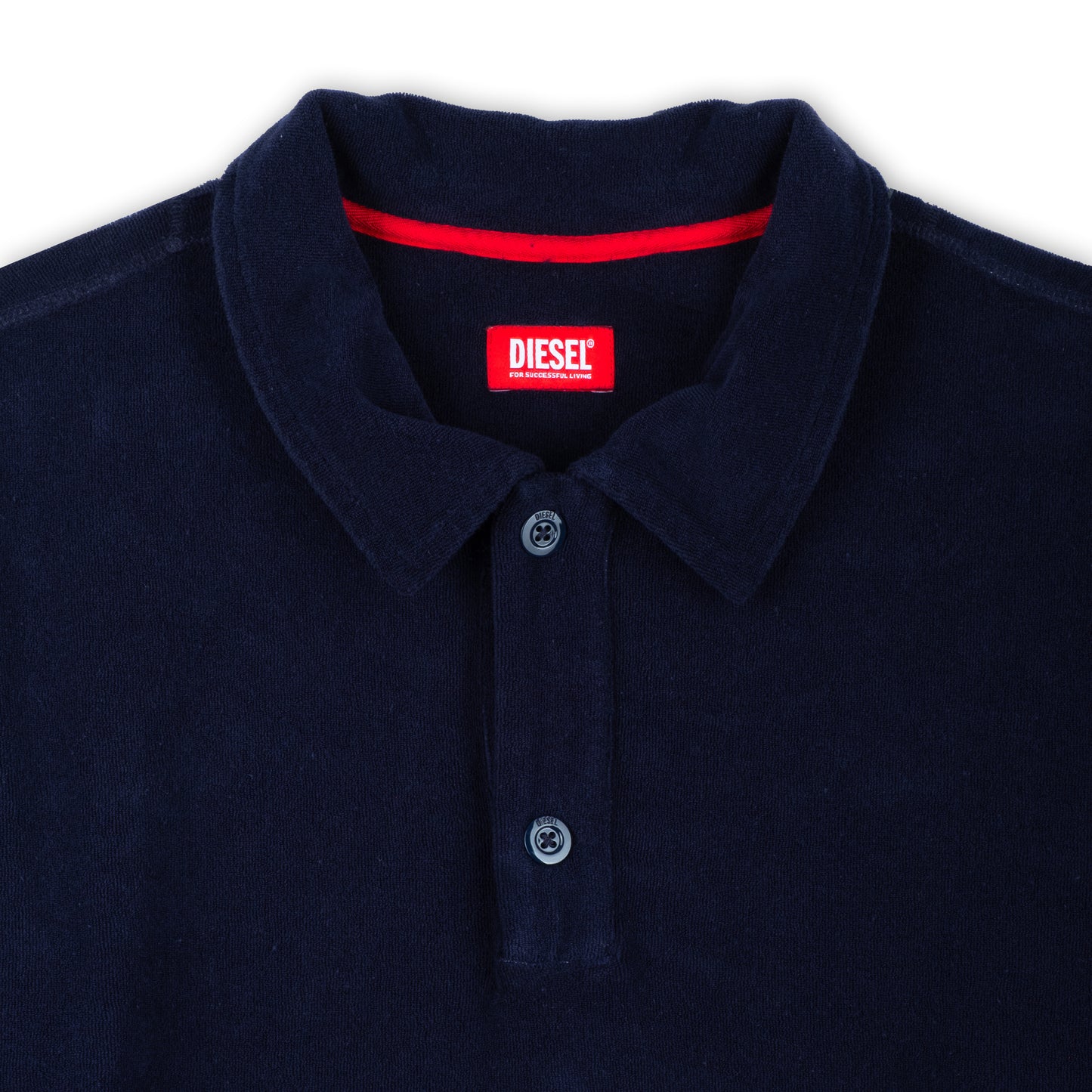 Polo Homem Diesel Azul Escuro Manga Curta em Algodão com Logo