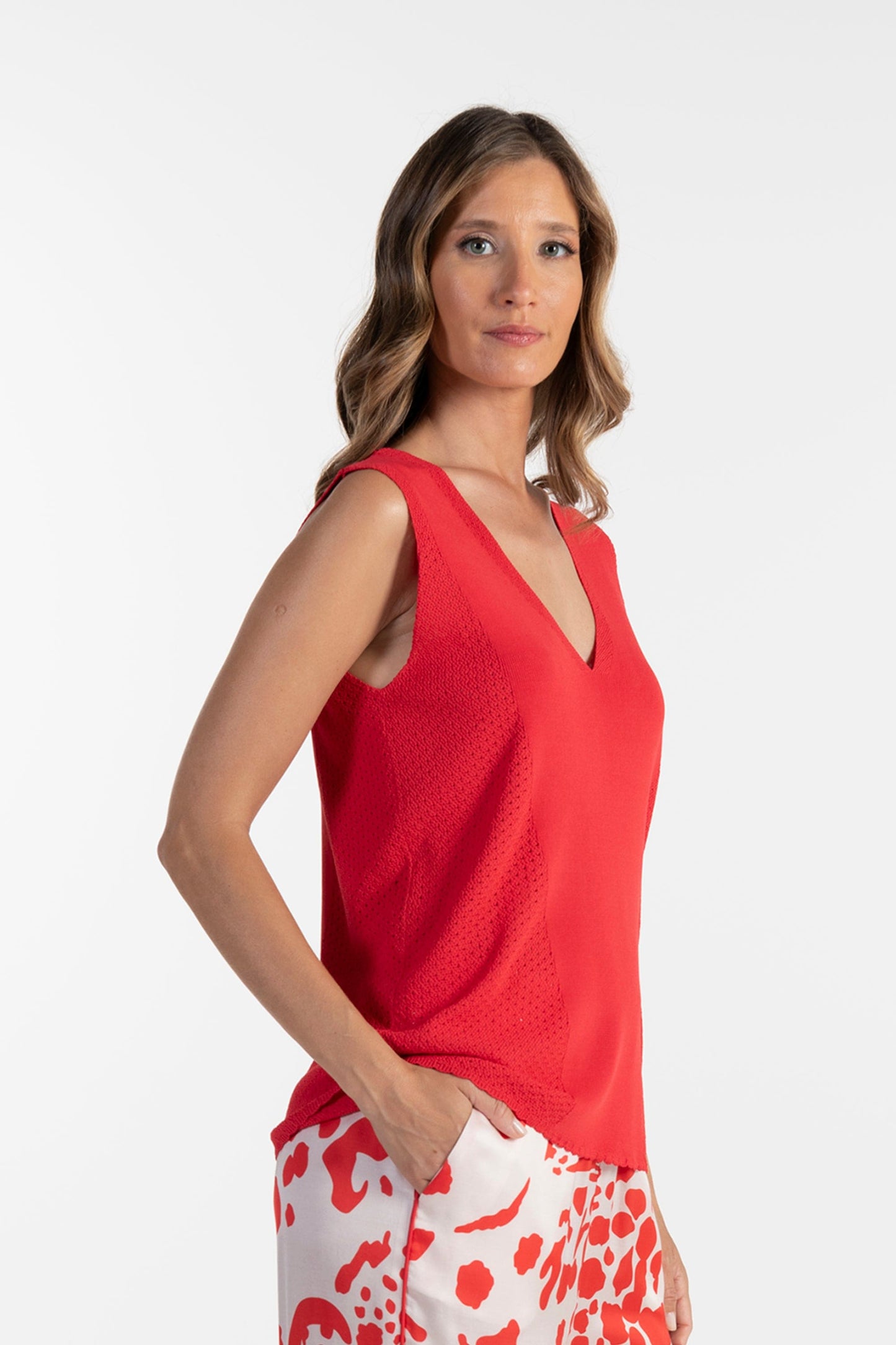 Top Ana Sousa Vermelho com Decote em V