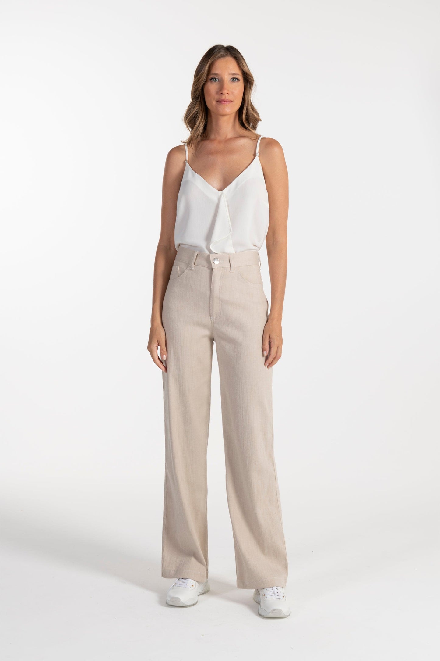 Calças s Ana Sousa Bege Cintura Alta