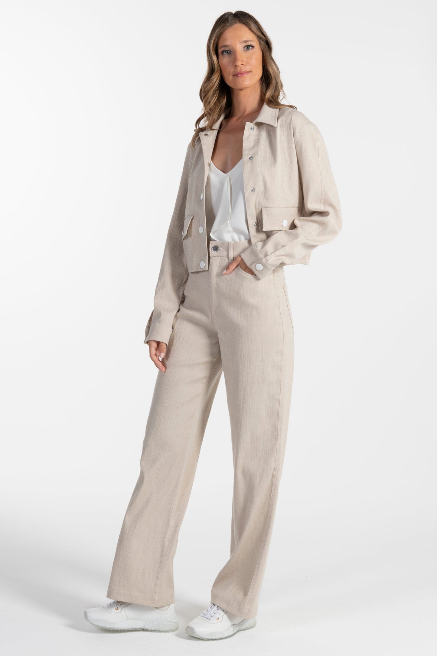 Calças s Ana Sousa Bege Cintura Alta