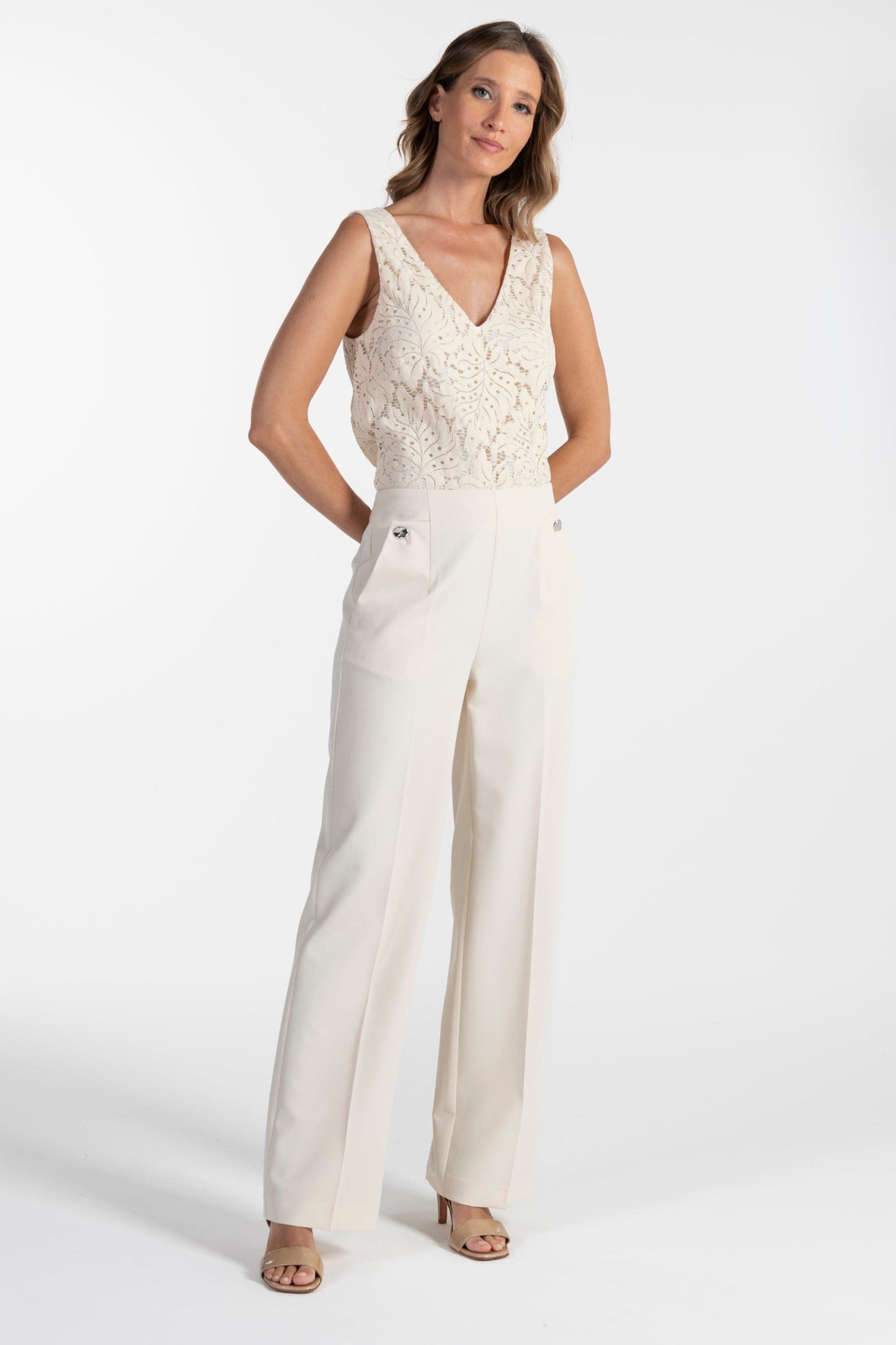 Calças s Ana Sousa Bege Elegantes