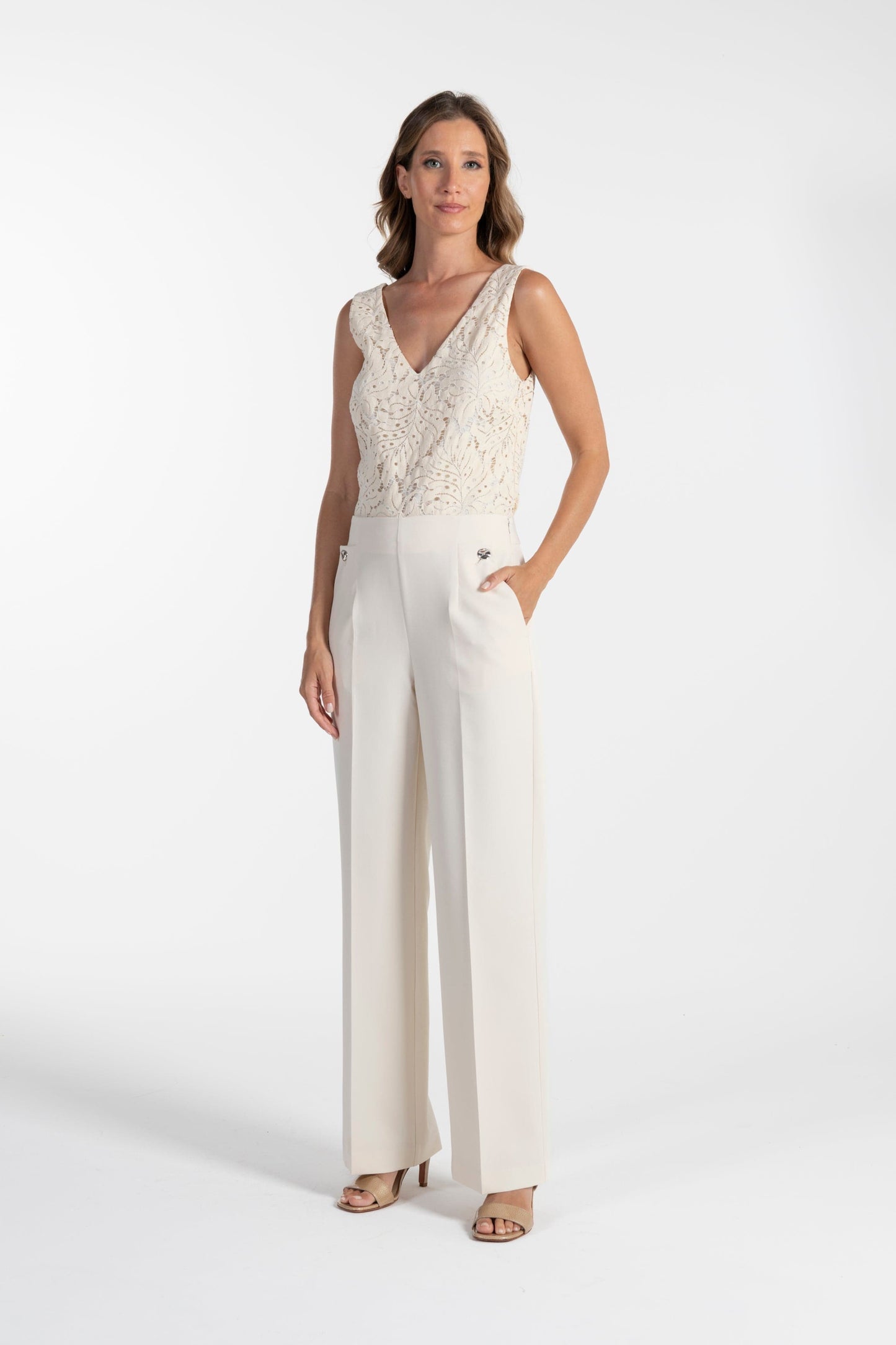 Calças s Ana Sousa Bege Elegantes